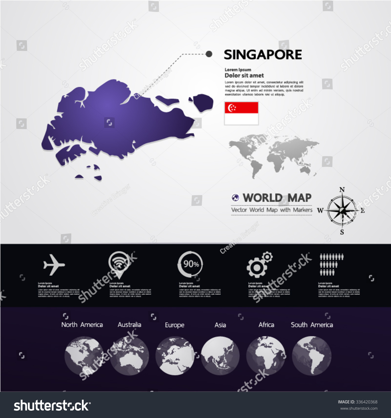 Singapore Map Vector Illustration Stock Vector Royalty Free 336420368