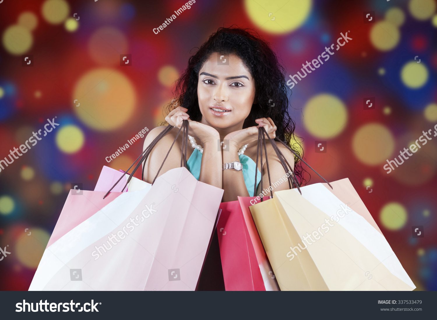 Indian Woman Looking Camera While Holding Stock Photo 337533479