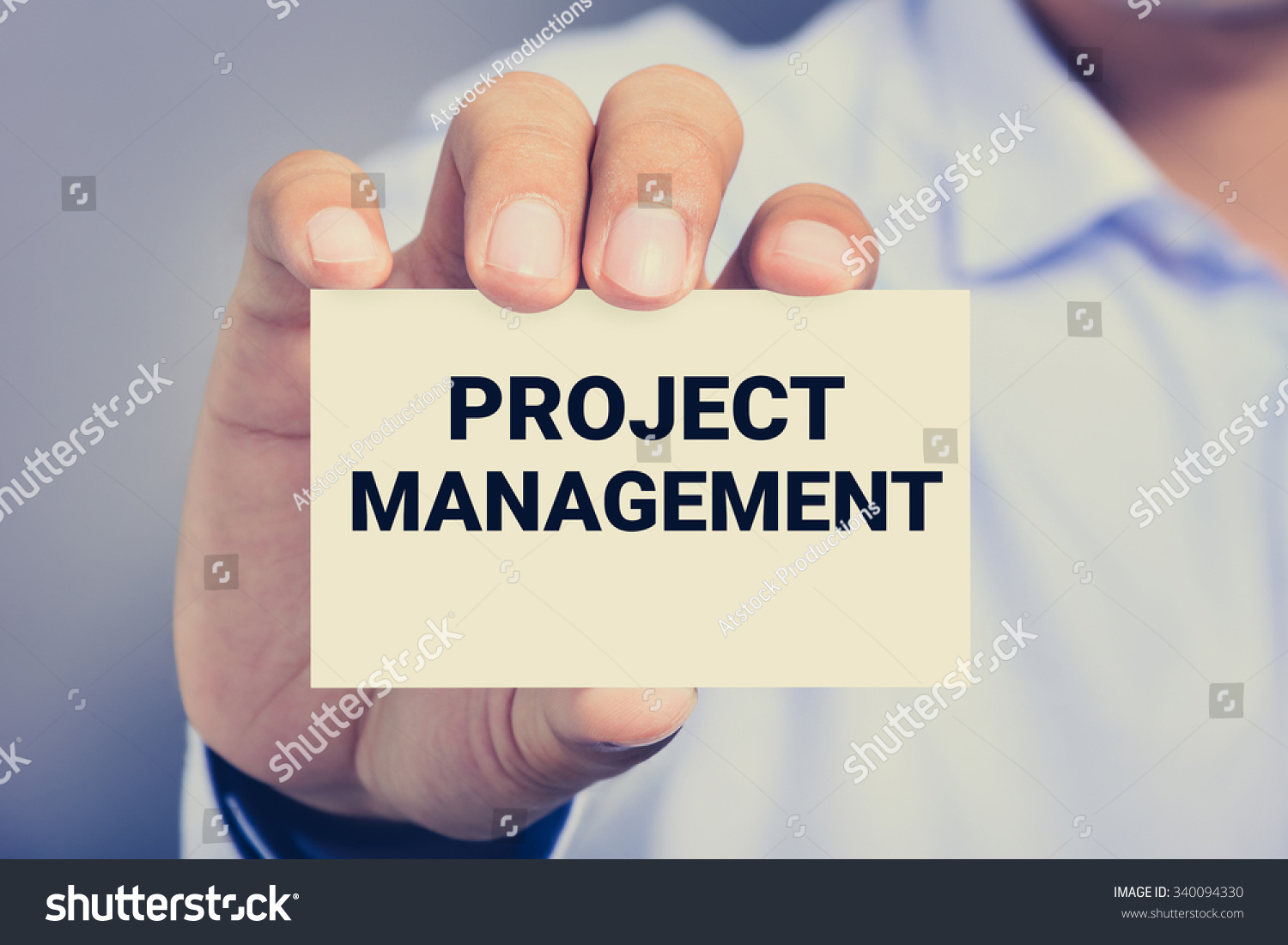 Project Management Message On Card Shown Stock Photo