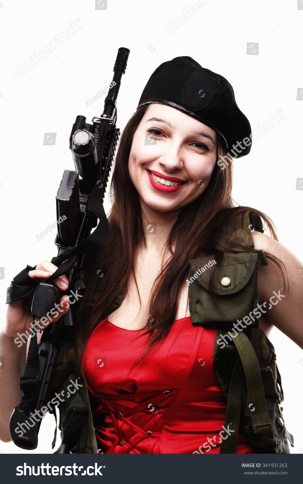 Sexy Women Girl Holding Assault Rifle Stock Photo 341931263 Shutterstock