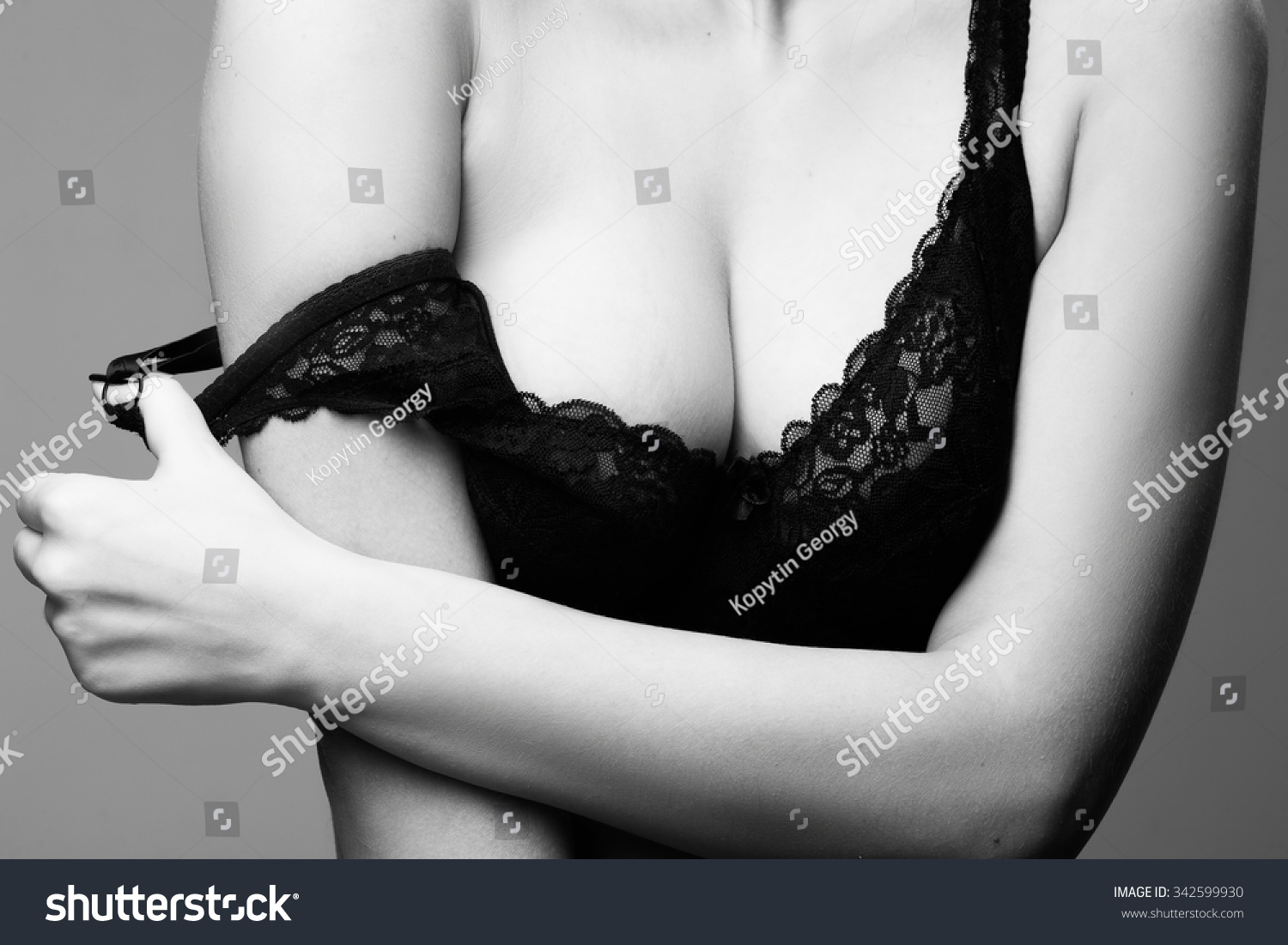 Sexy Woman Big Breasts Black Bra Stock Photo Shutterstock