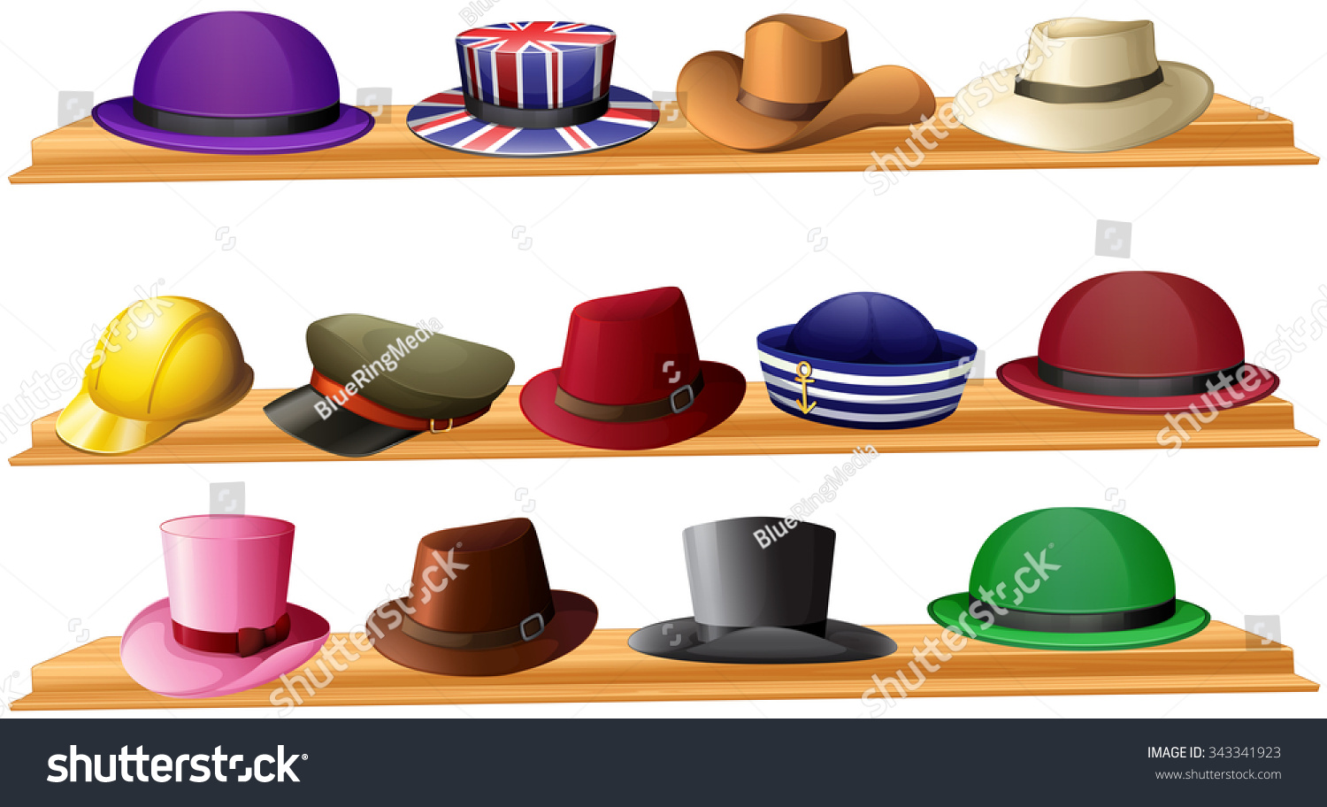 Different Kind Hats Illustration Stock Vector Royalty Free