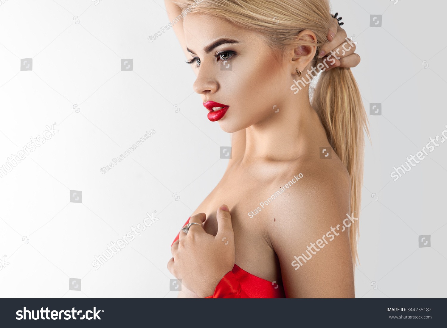 Profile Portrait Sexual Blonde Woman Studio Stock Photo 344235182