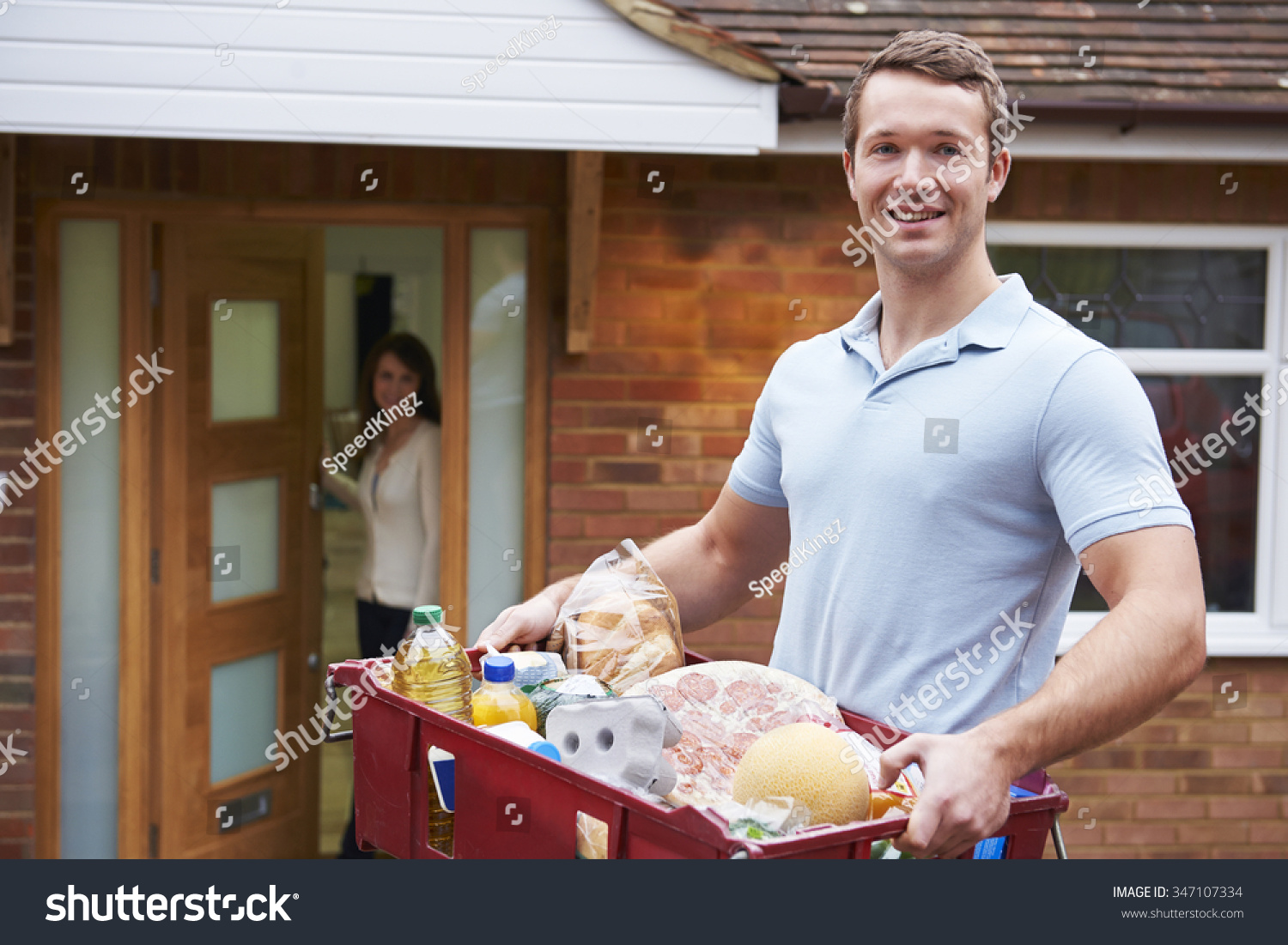 Man Delivering Online Grocery Order Stock Photo Shutterstock