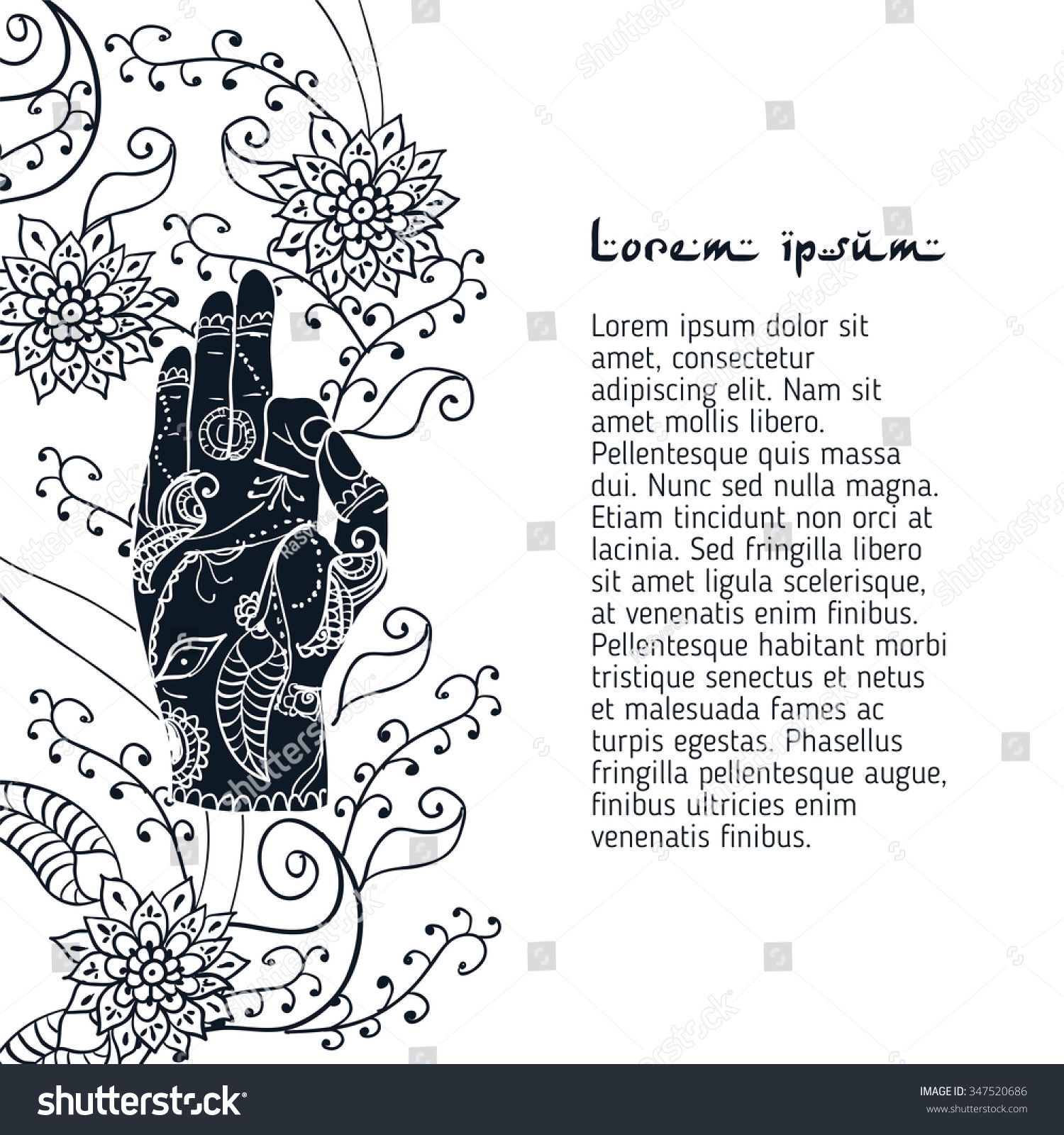 Element Yoga Jnana Mudra Hands Mehendi Stock Vector Royalty Free