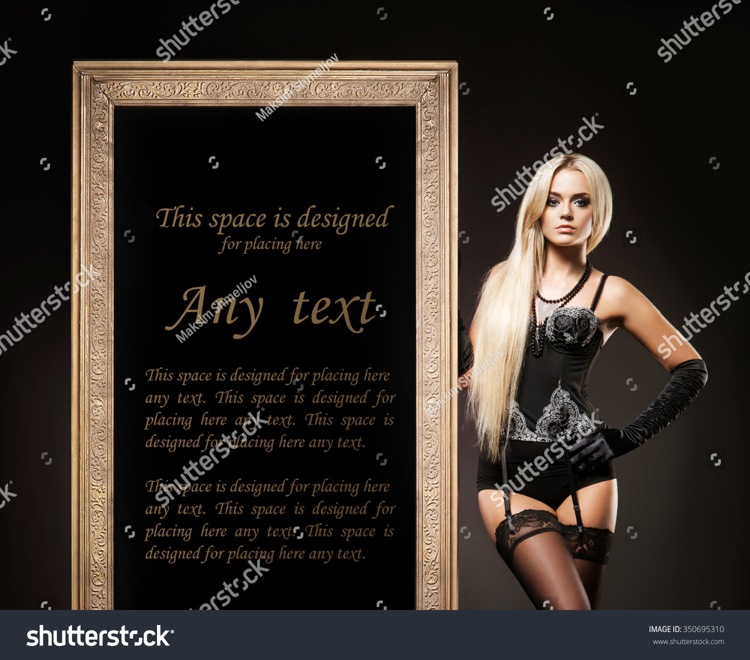 Gorgeous Sexy Lady Erotic Lingerie Standing Stock Photo