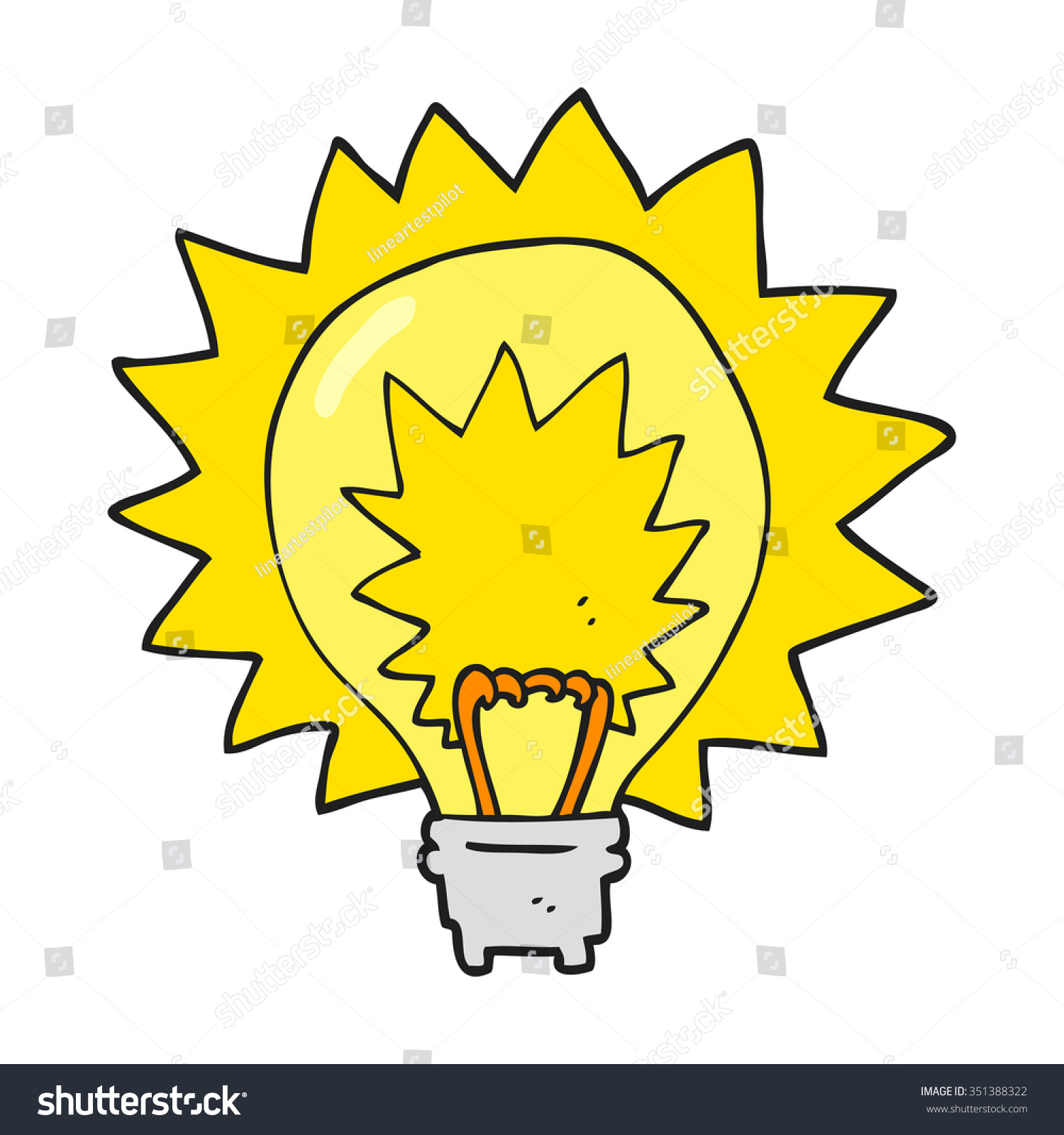 Freehand Drawn Cartoon Light Bulb Shining Stock Vector Royalty Free