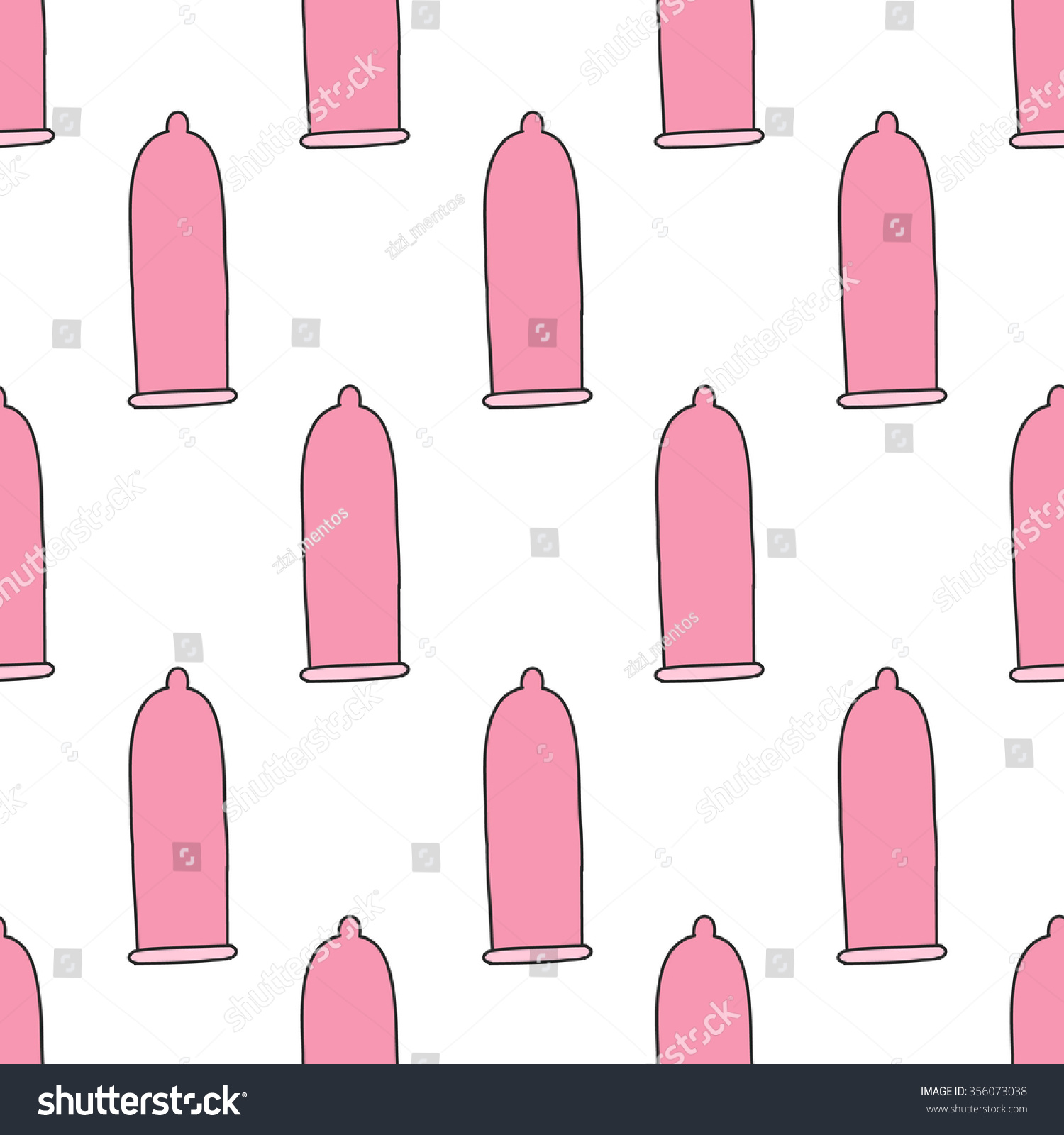 Seamless Doodle Pattern Condom Vector Illustration Stock Vector