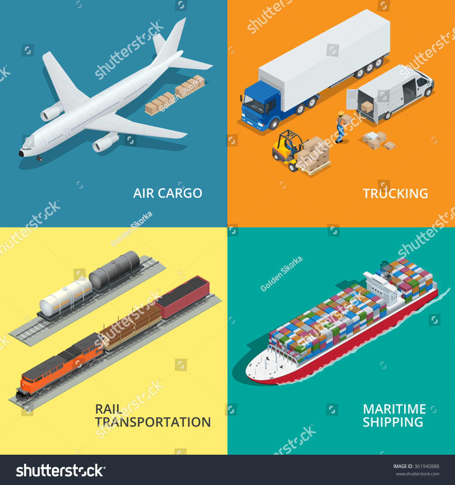 Global Logistics Network Flat 3d Isometric Stock Vector Royalty Free