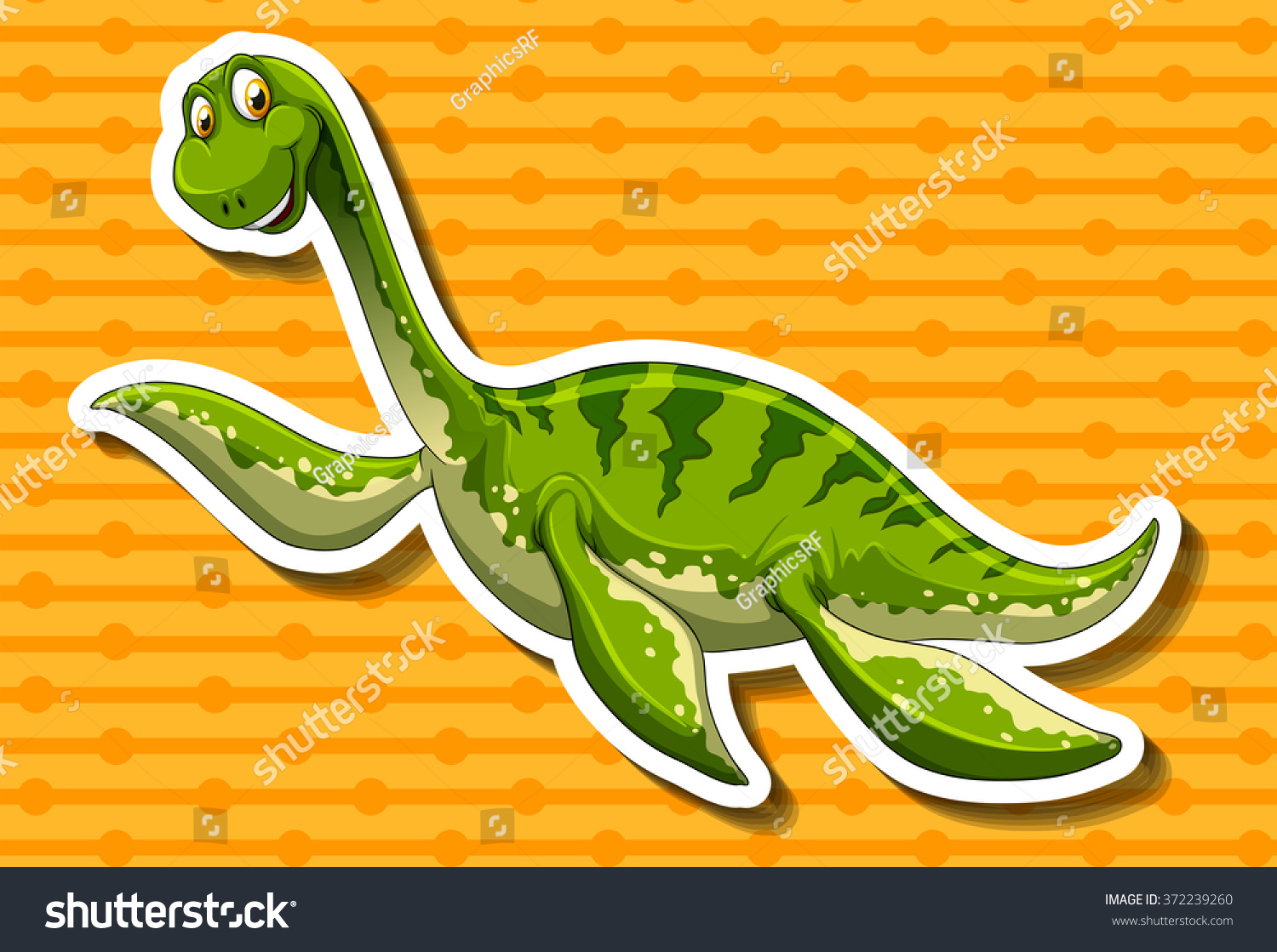 Green Dinosaur Long Neck Illustration Stock Vector Royalty Free