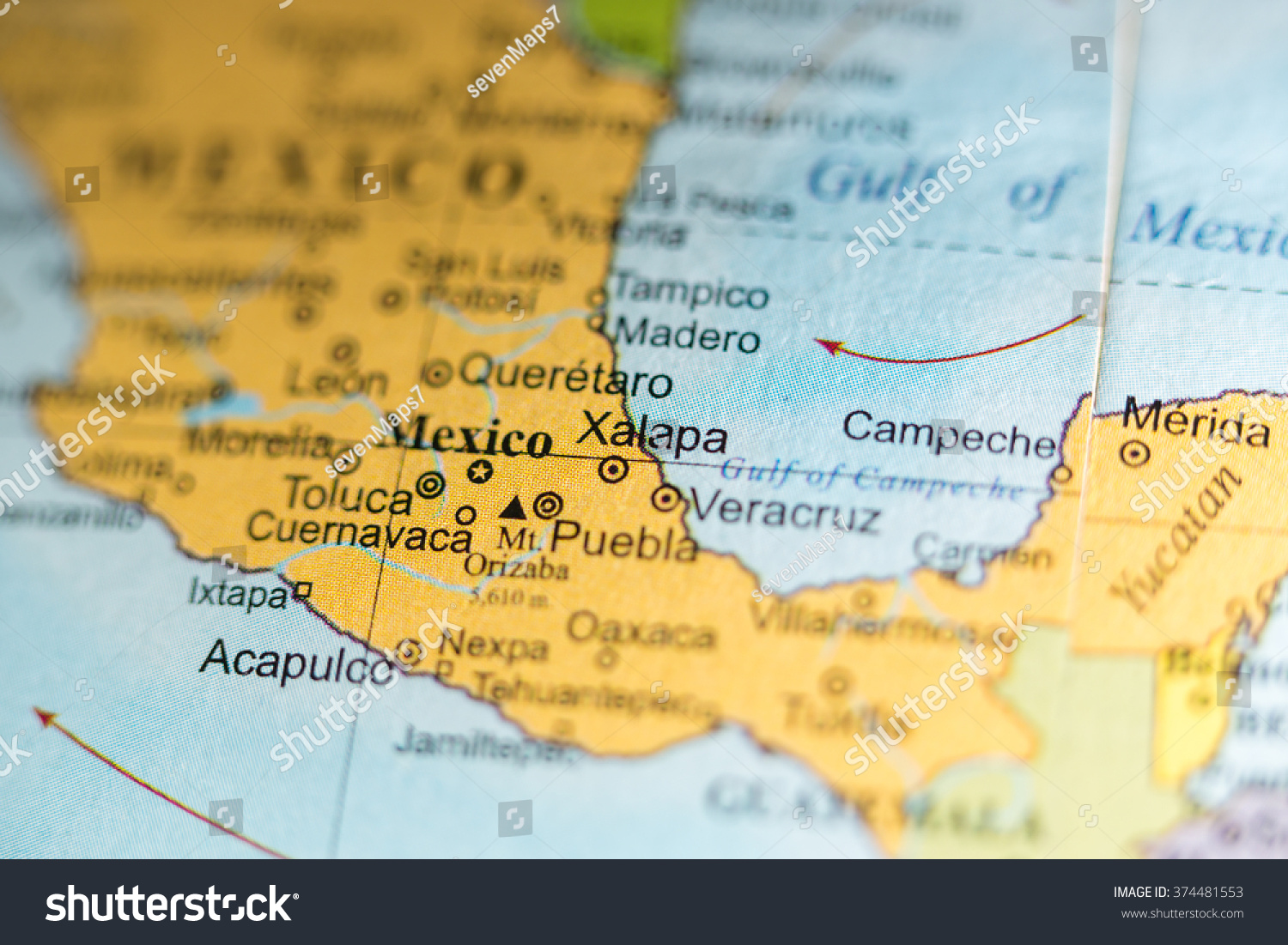 Map View Xalapa Mexico On Geographical Stock Photo 374481553 Shutterstock