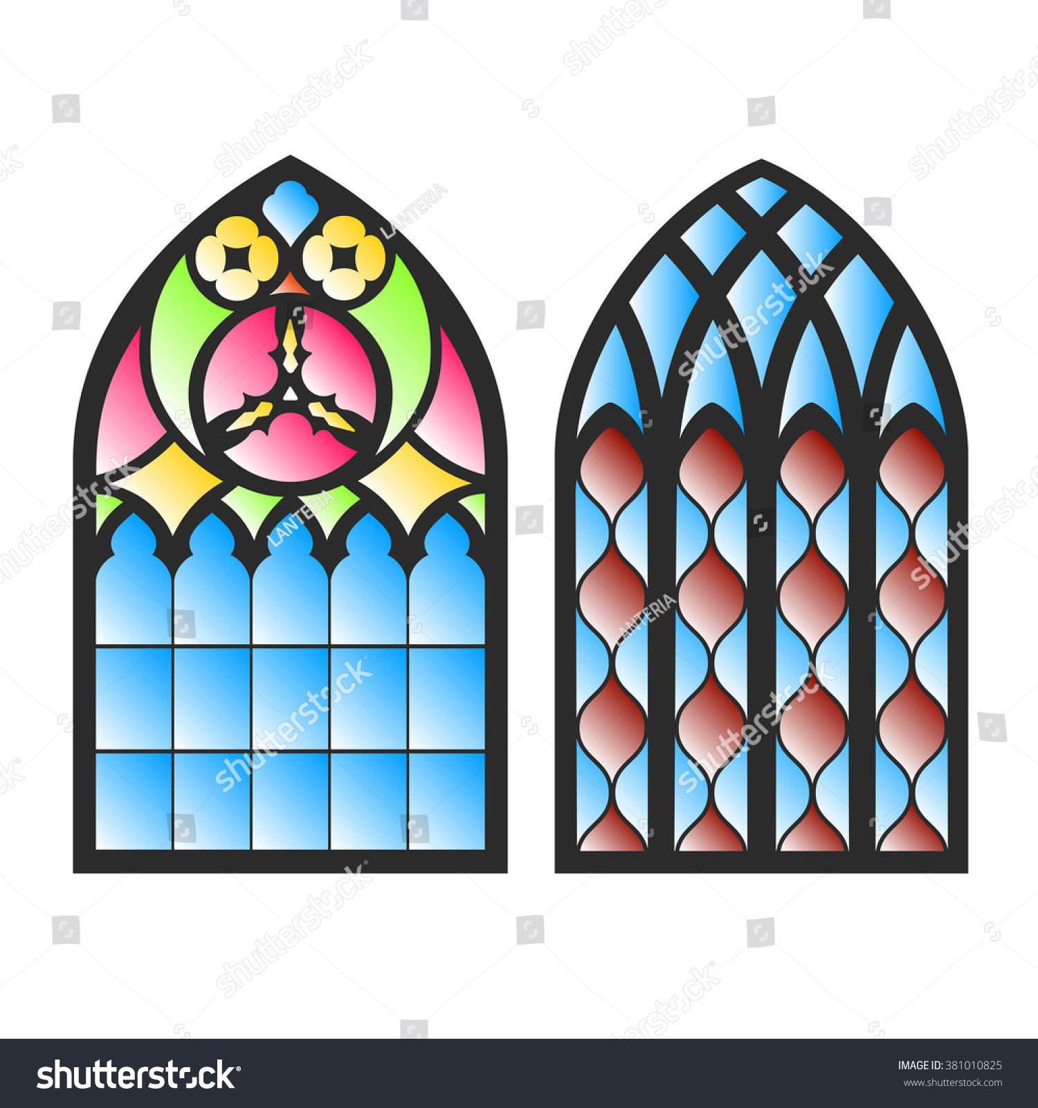 Gothic Windows Vintage Frames Church Stainedglass Stock Vector Royalty