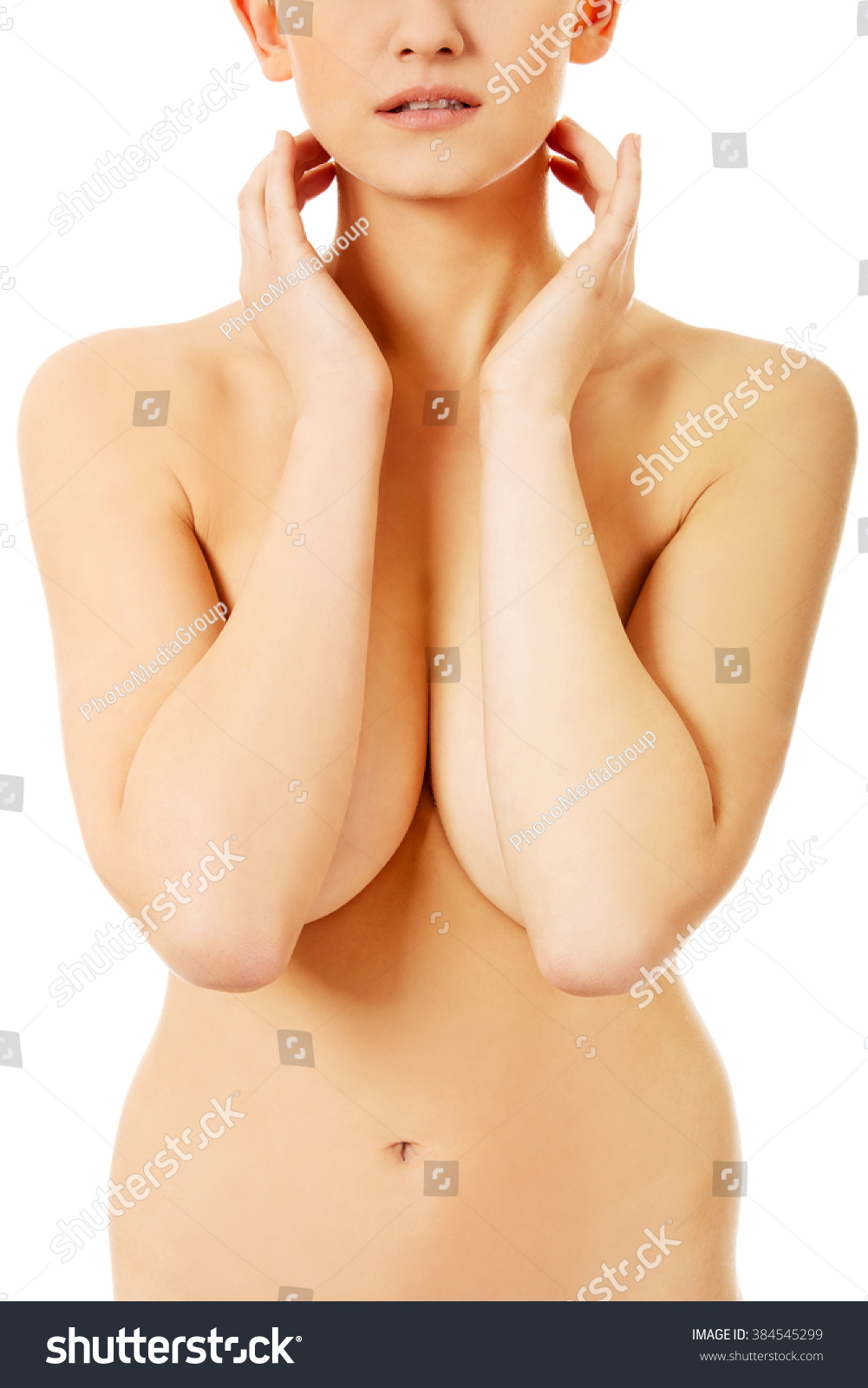 Slim Naked Woman Covering Her Breast Stock Photo Shutterstock