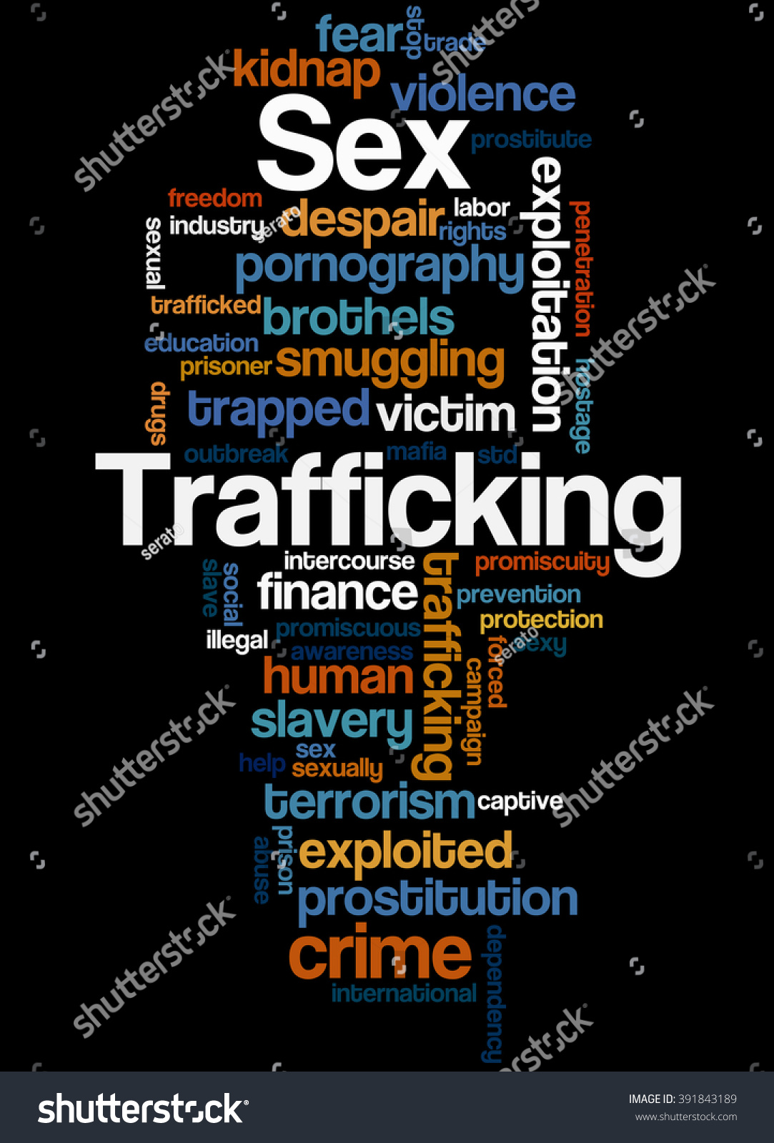 Sex Trafficking Word Cloud Concept On Stock Illustration