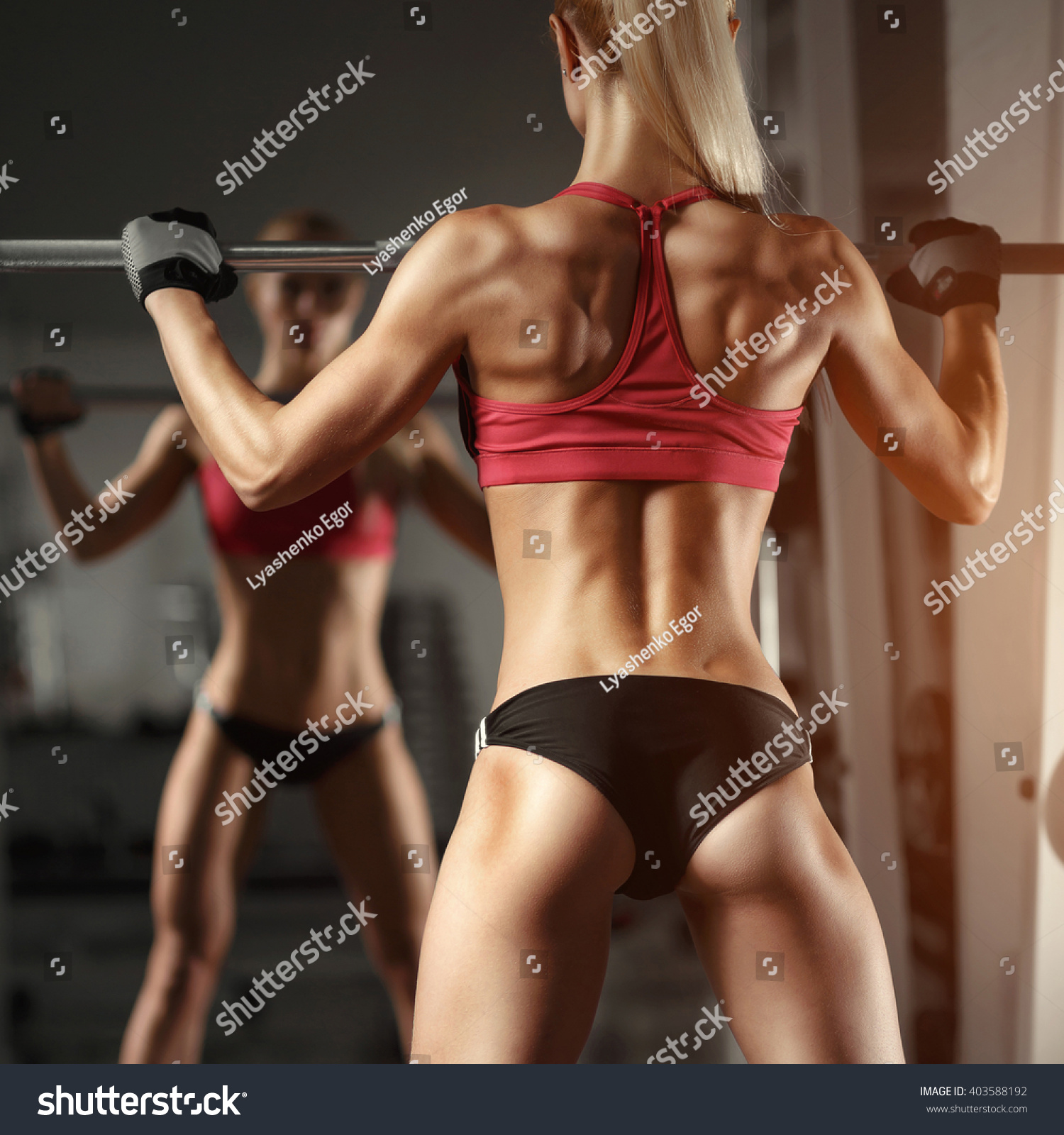 Beautiful Fitness Sexy Woman Doing Squat Stock Photo