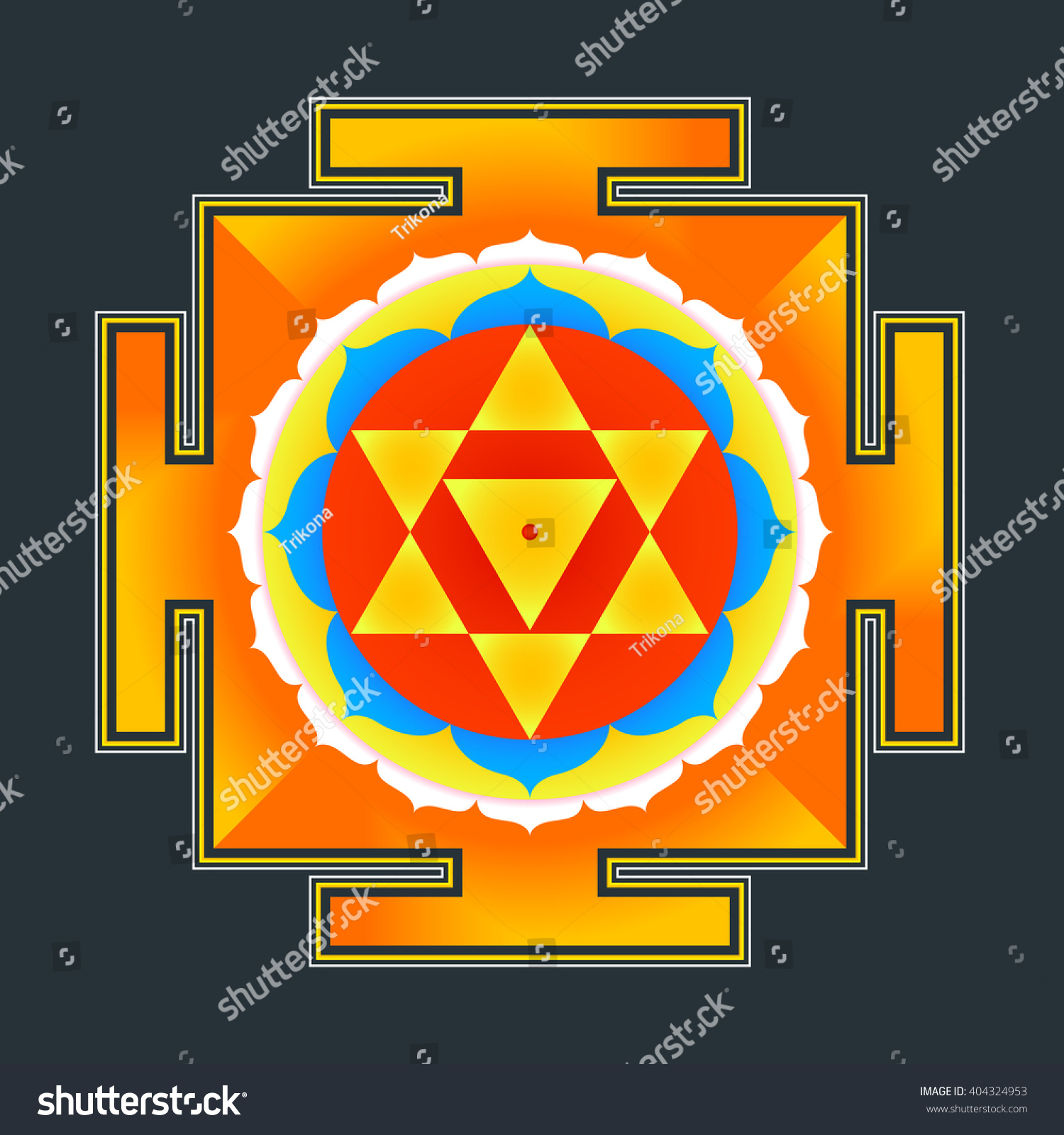 Vector Colored Hinduism Baglamukhi Maha Yantra Stock Vector Royalty