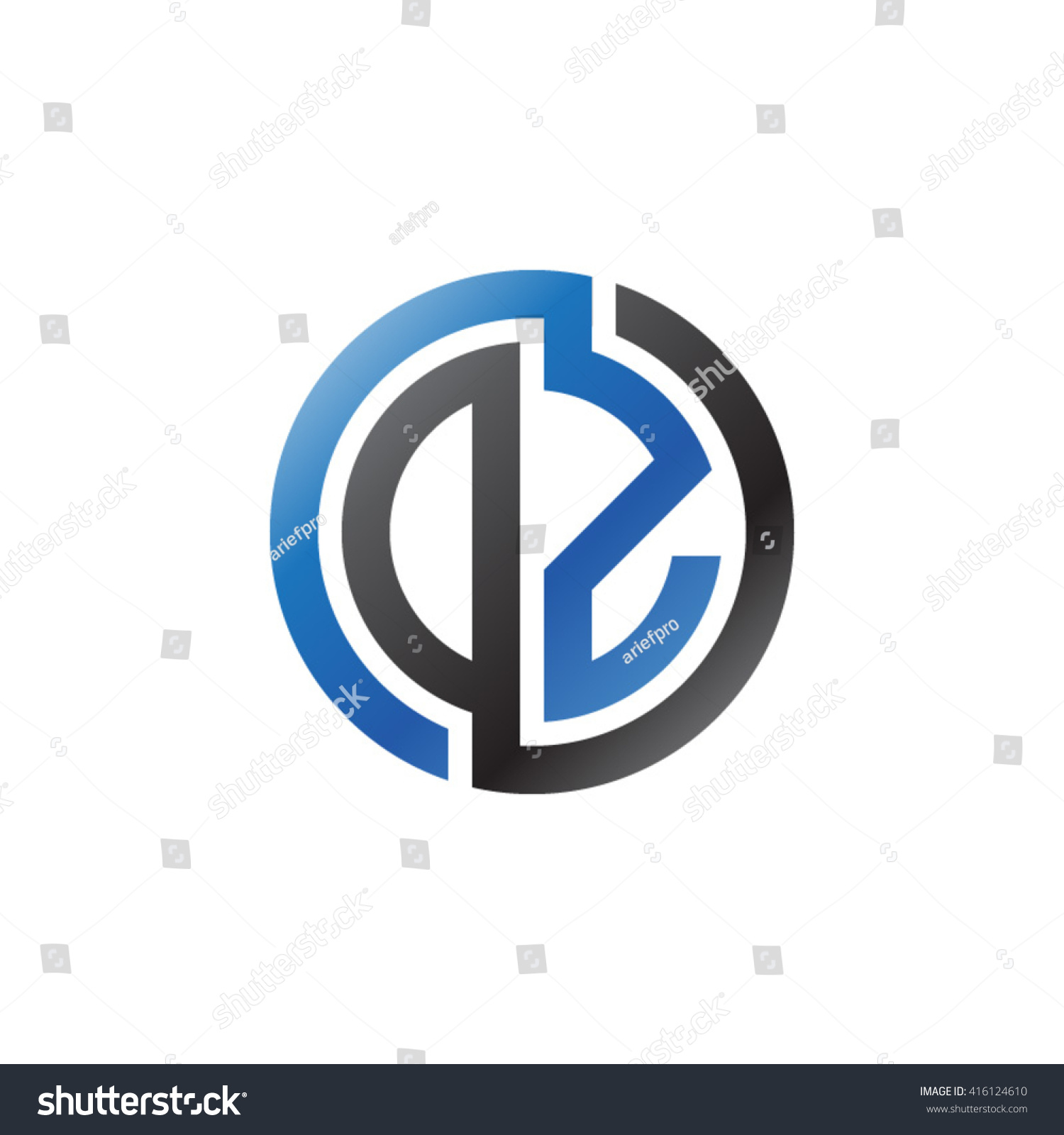 Dz Initial Letters Linked Circle Logo Stock Vector Royalty Free