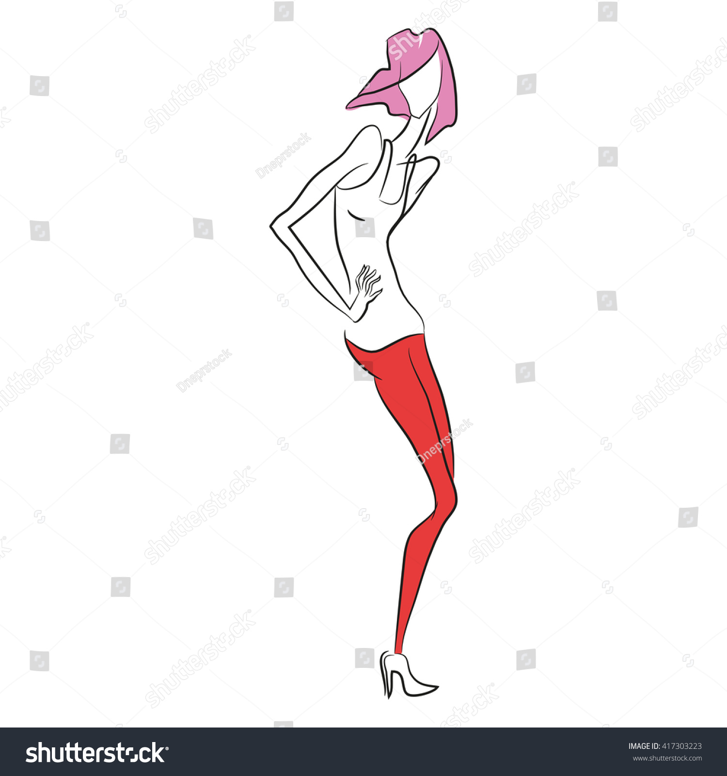 Vector Fashion Sketch Beautiful Model Posing Stock Vector Royalty Free