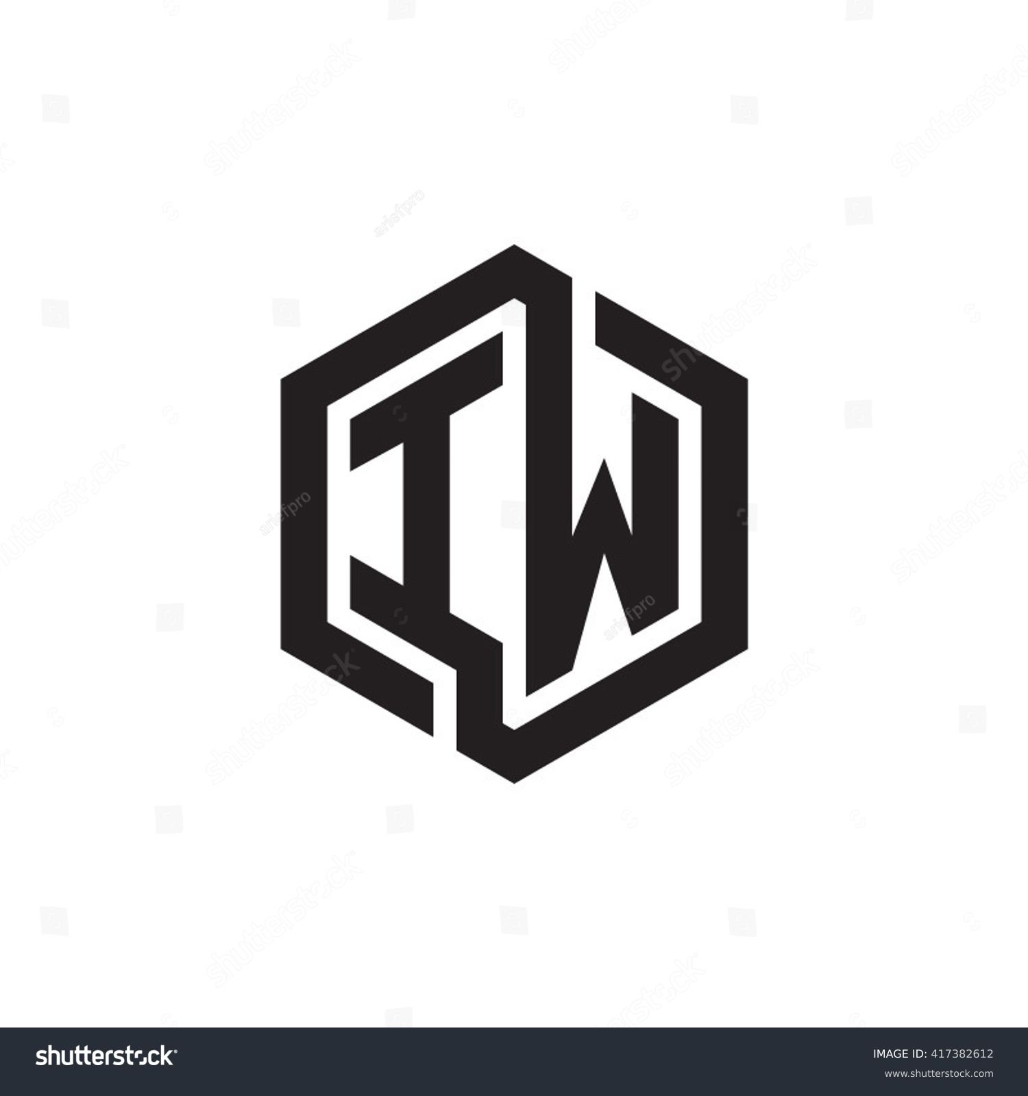 Iw Initial Letters Looping Linked Hexagon Stock Vector Royalty Free