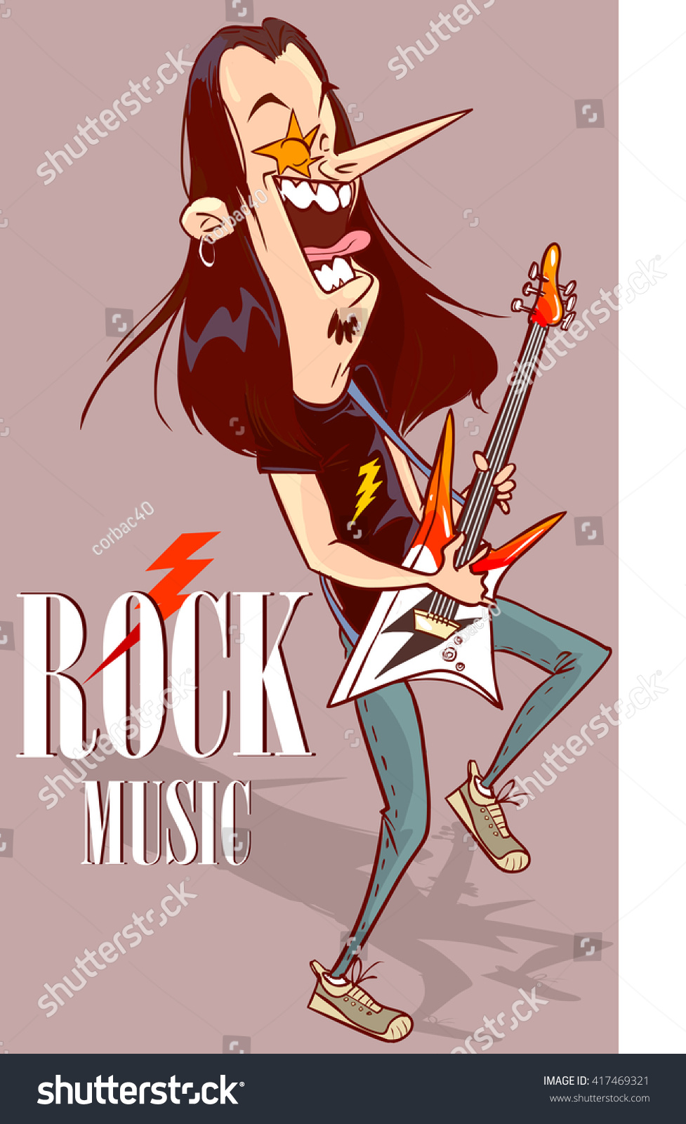 Rock Star Electric Guitar Illustration Stock Vector Royalty Free