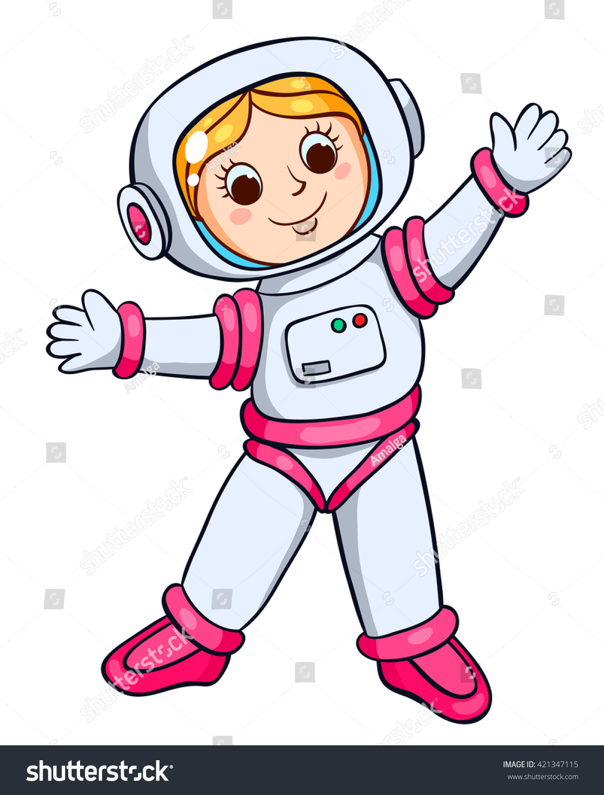 Girl Astronauts Space Suit Vector Cartoon Stock Vector Royalty Free