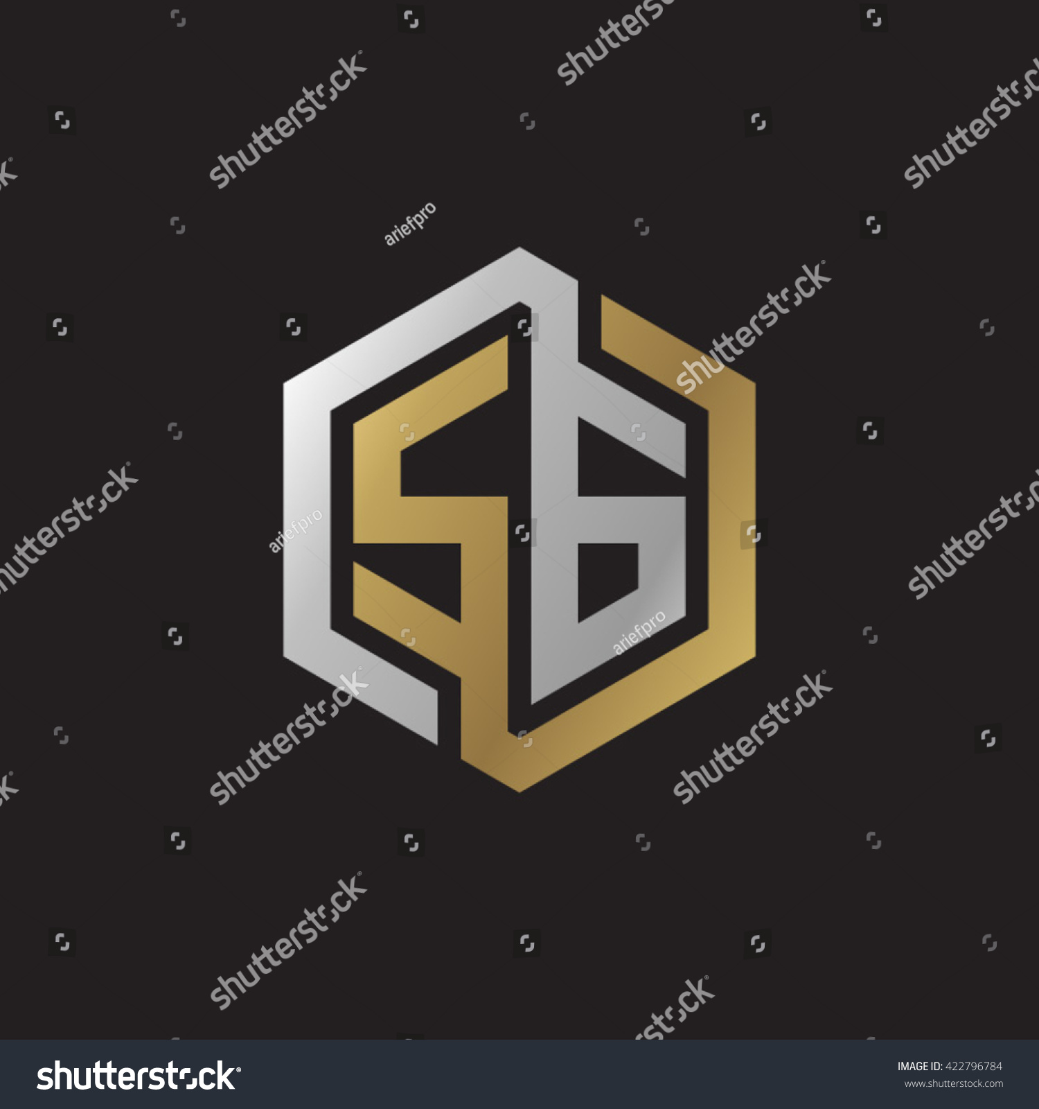 Sg Initial Letters Looping Linked Hexagon Stock Vector Royalty Free