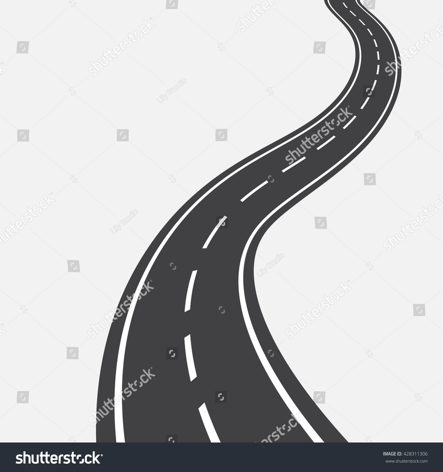 Curved Road White Markings Vector Illustration Stock Vector Royalty