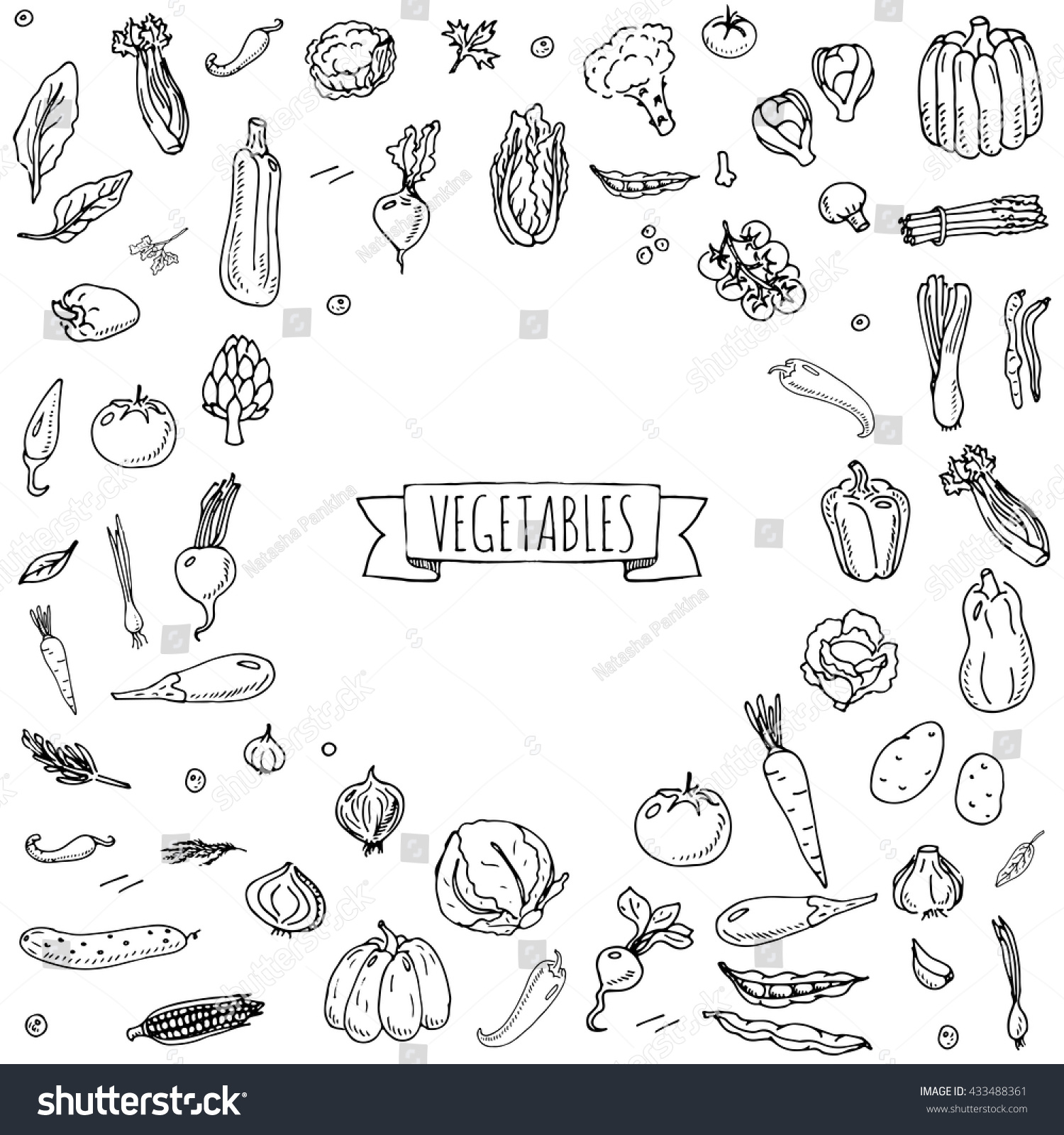 Hand Drawn Doodle Vegetables Icons Set Stock Vector Royalty Free