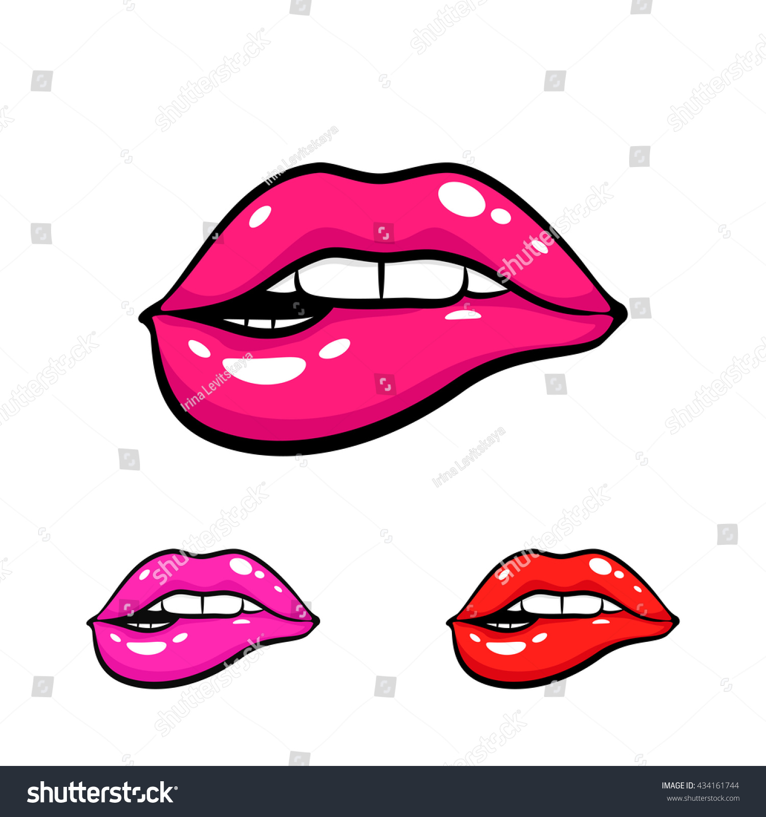 Female Mouth Biting Her Lips Teeth Stock Vector Royalty Free