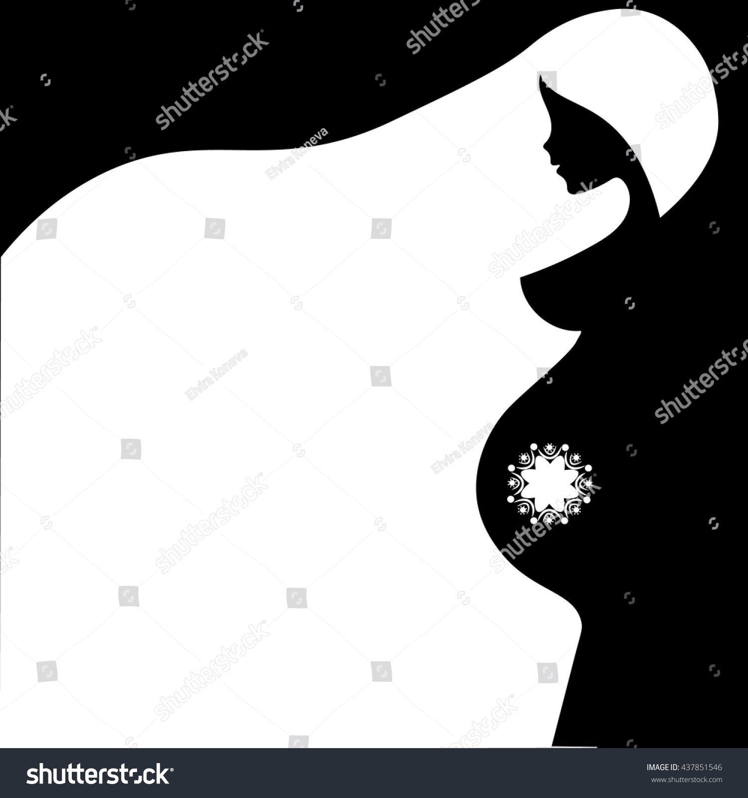 Beautiful Nude Pregnant Woman Silhouette Abstract Stock Vector Royalty