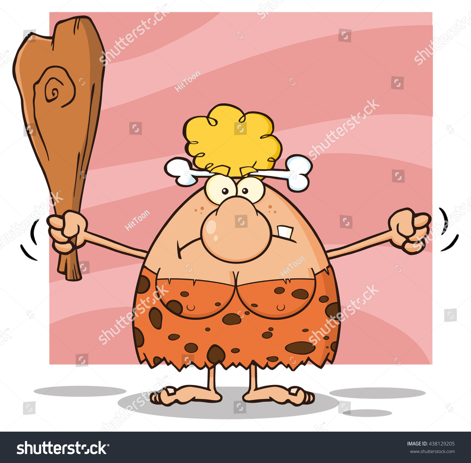 Grumpy Blonde Cave Woman Cartoon Mascot Stock Vector Royalty Free