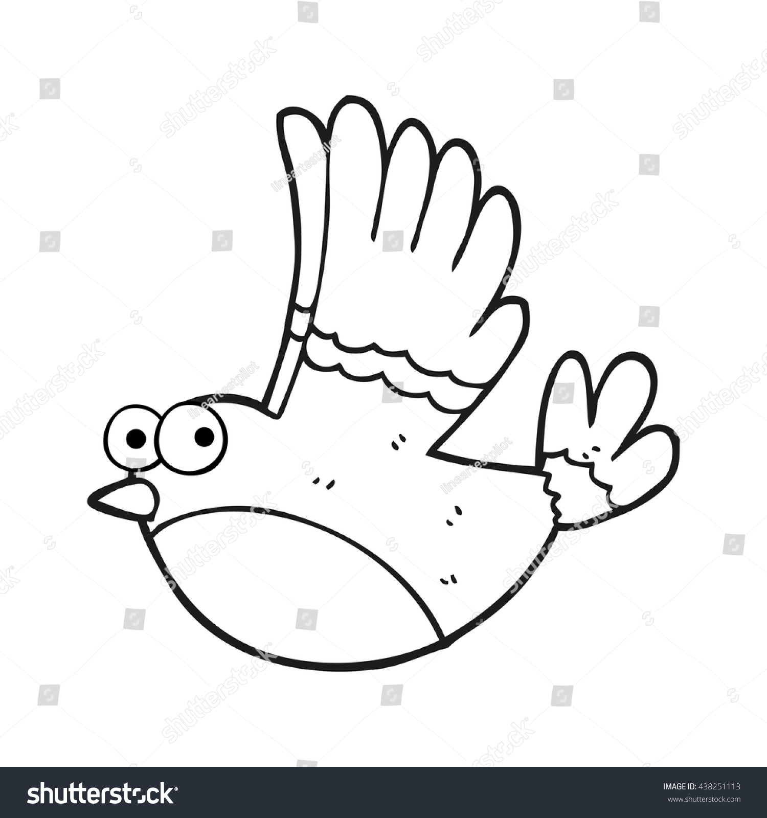 Freehand Drawn Black White Cartoon Flying Stock Vector Royalty Free