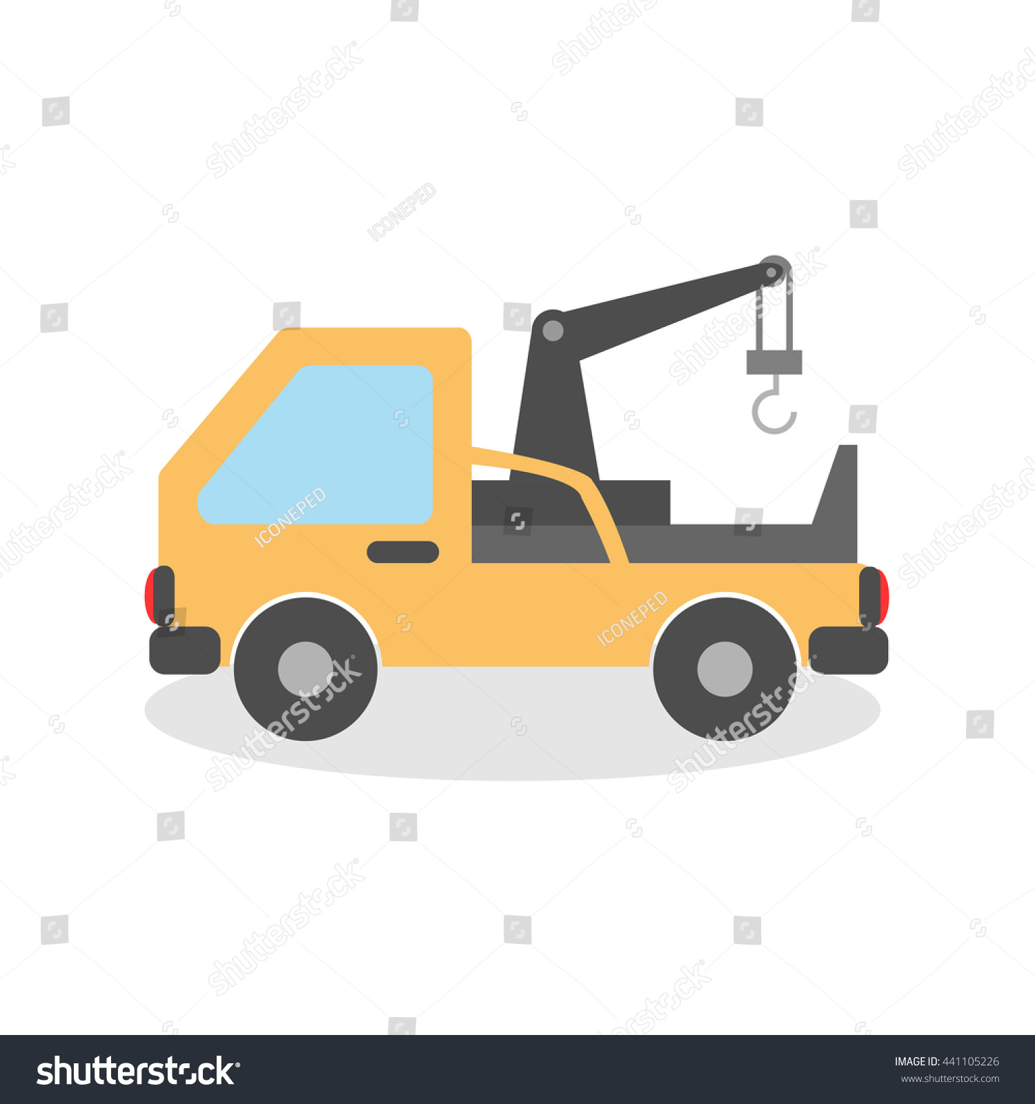 Vektor Stok Cartoon Tow Truck Silhouette Vector Illustration Tanpa