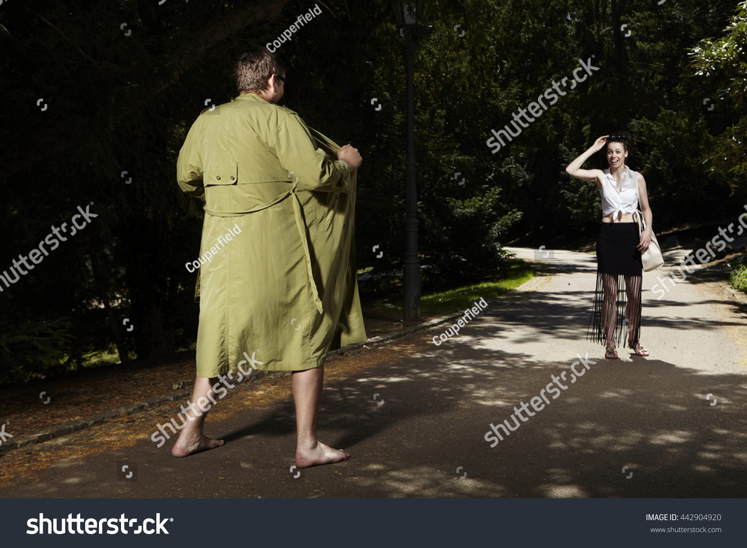 Surprise Summer Park Pervert Exhibitionist On Stock Photo 442904920