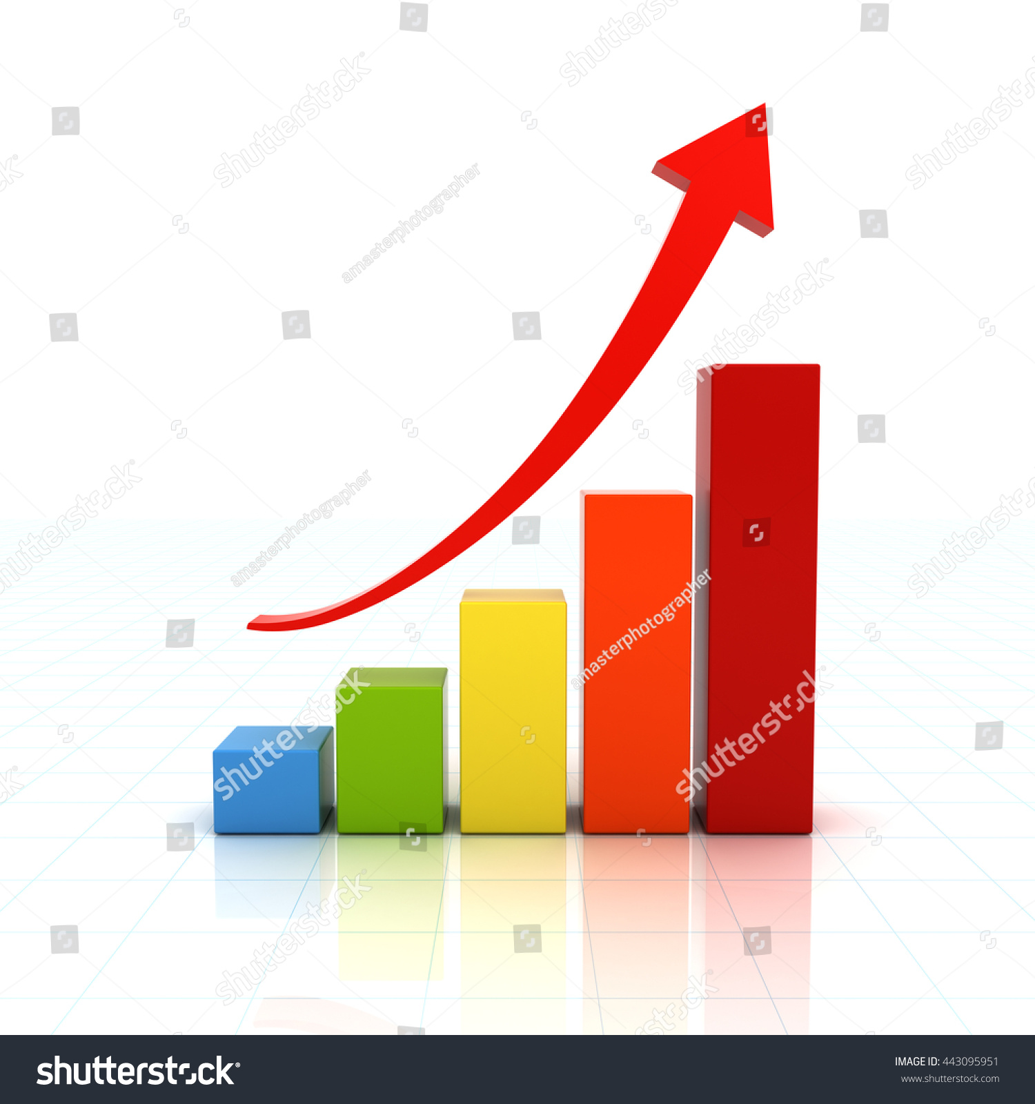 Business Graph Chart Red Rising Arrow Stock Illustration