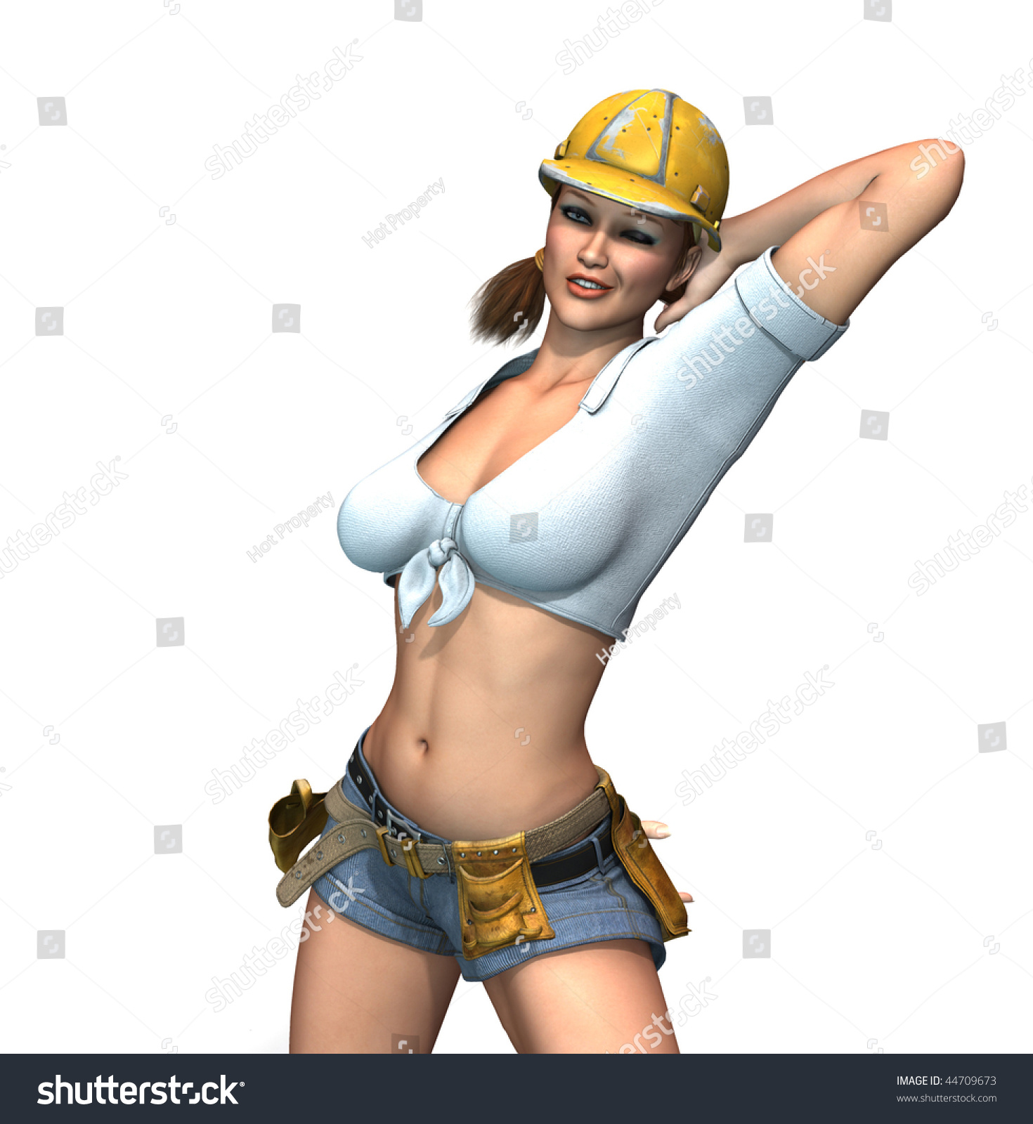 Красивый секс телочки строителя в каске