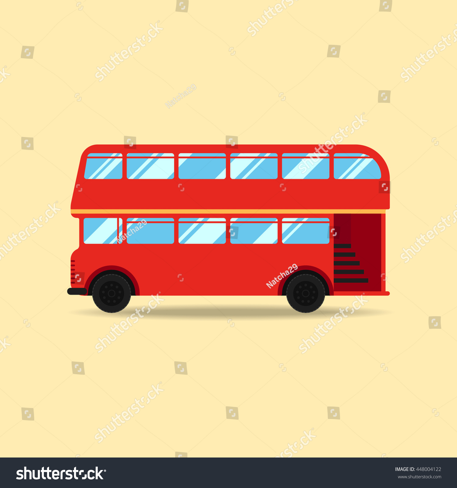 Double Decker Bus Flat Design Isolated Stock Vector Royalty Free