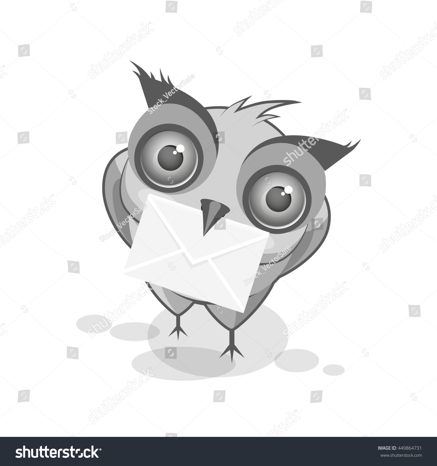 Owl Postman Brought Letter Notice Message Stock Vector Royalty Free