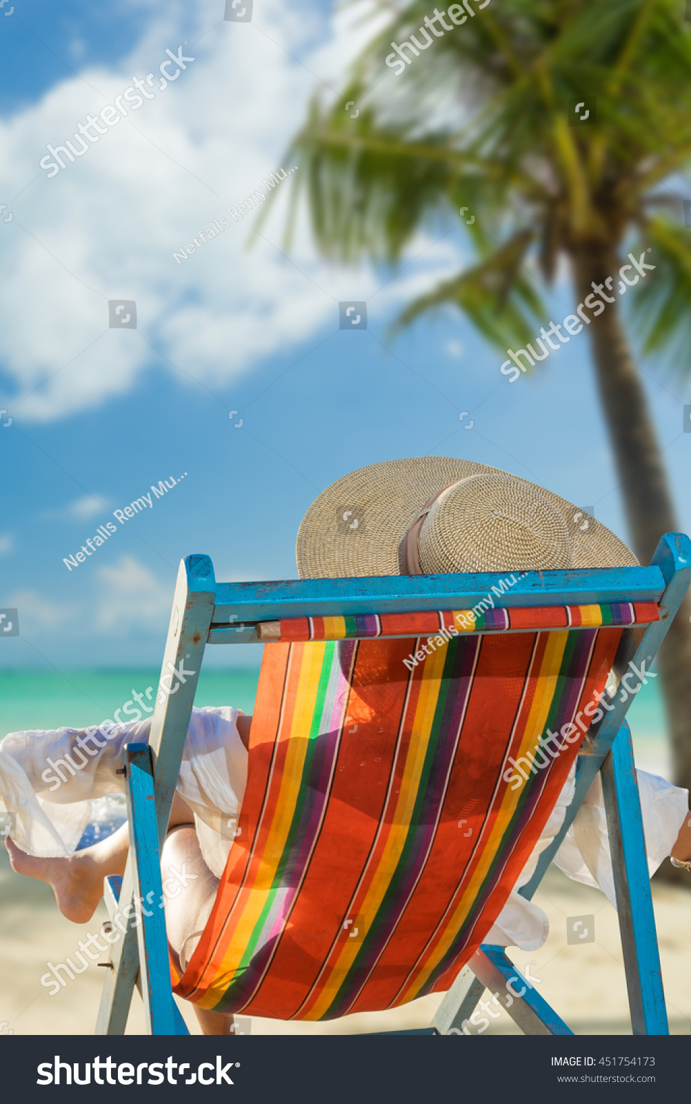 Woman Bikini Sunhat Tropical Beach Stock Photo Shutterstock