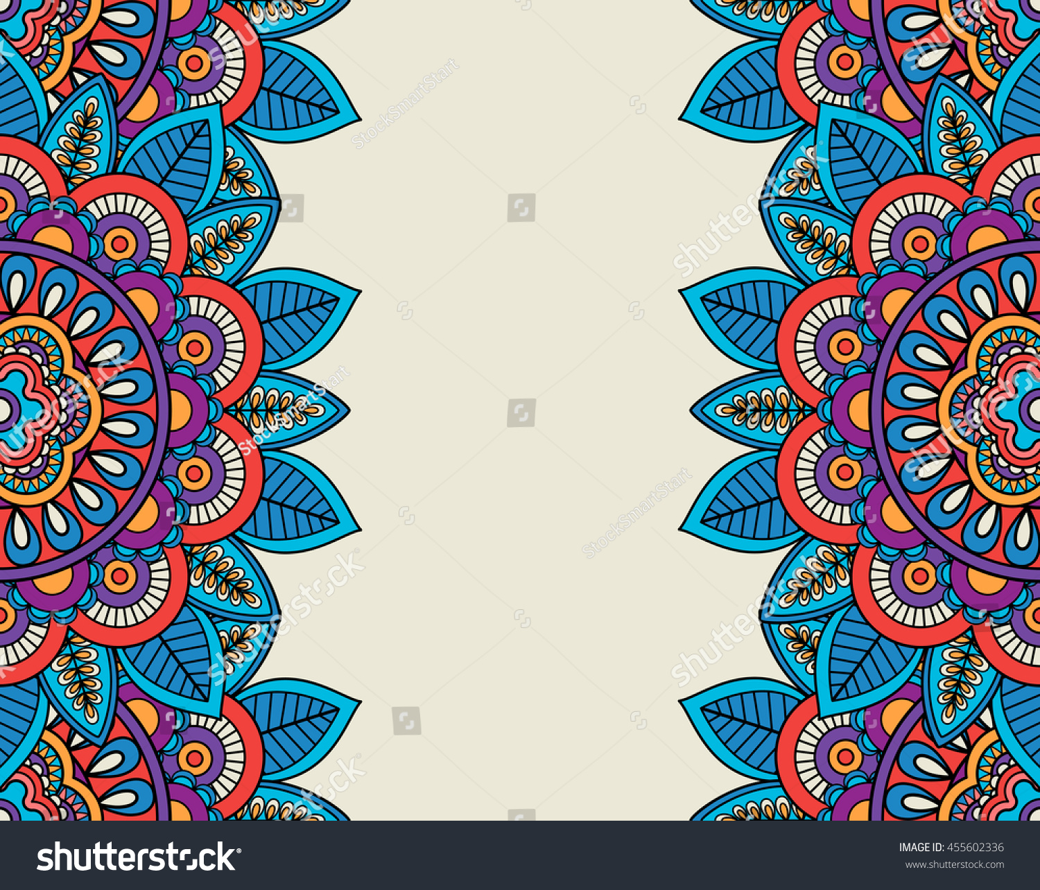 Indian Doodle Boho Floral Borders Vector Stock Vector Royalty Free