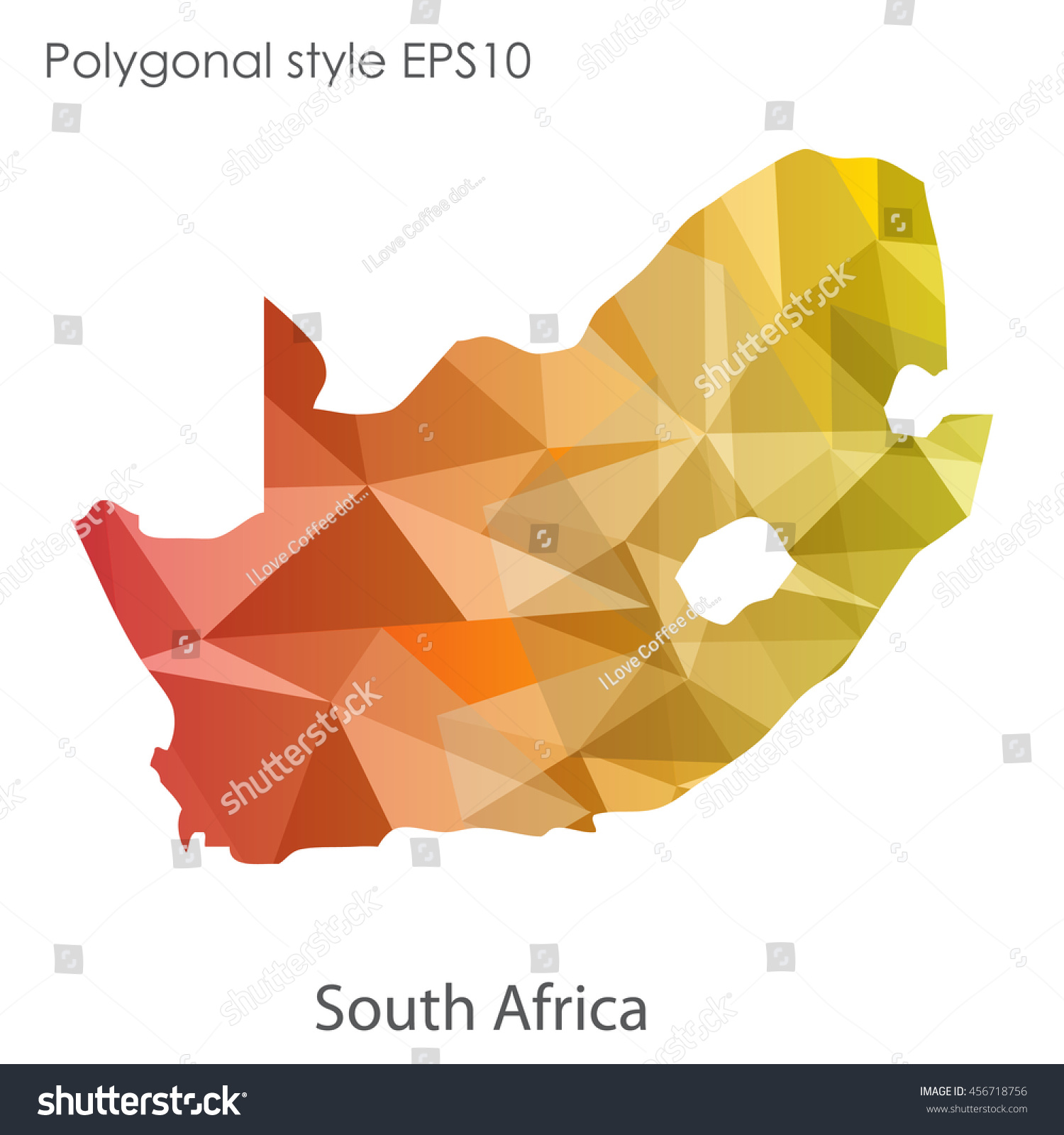 South Africa Map Geometric Polygonal Styleabstract Stock Vector