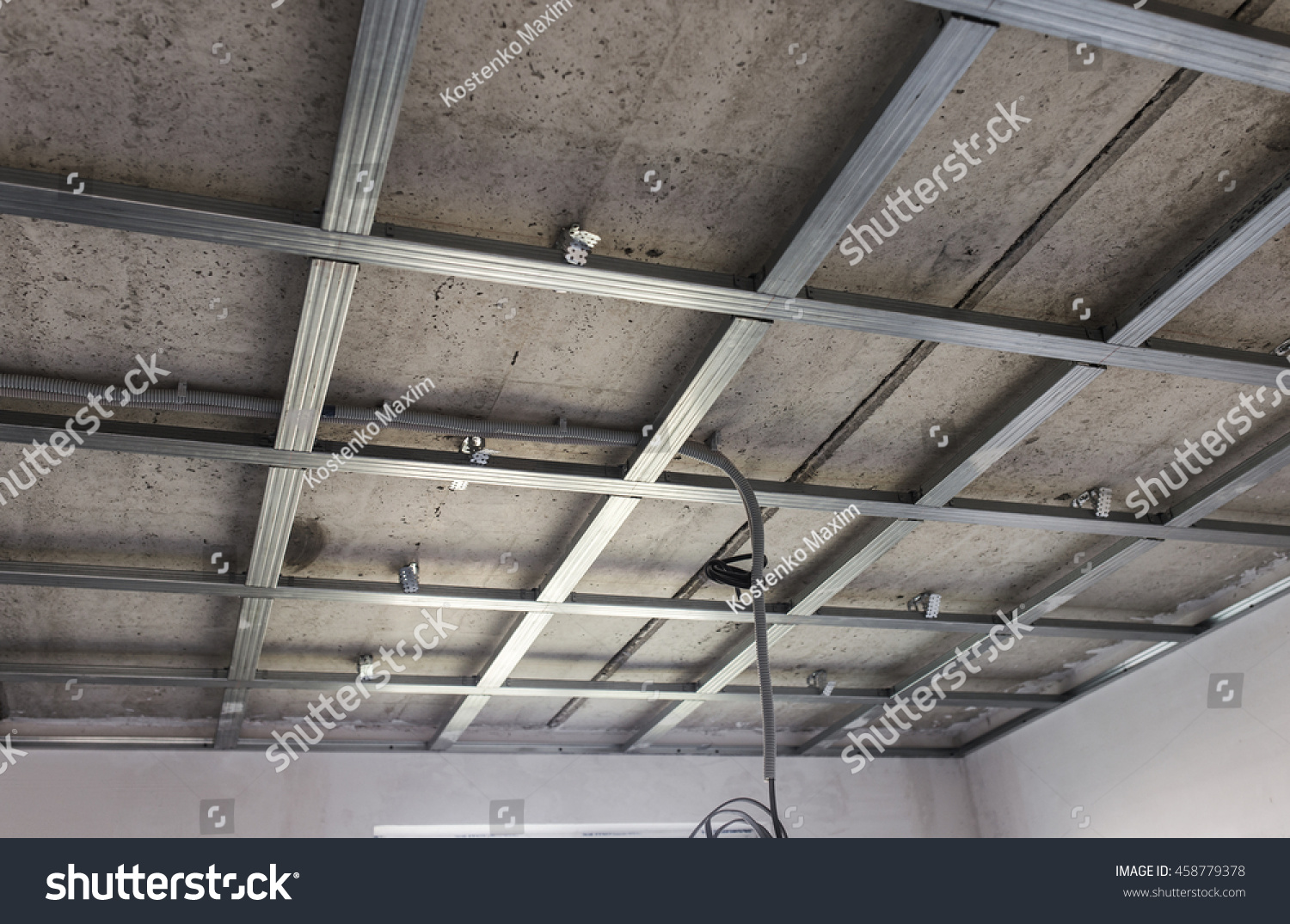 Suspended Ceiling Structure Before Installation Gypsum Stock Photo