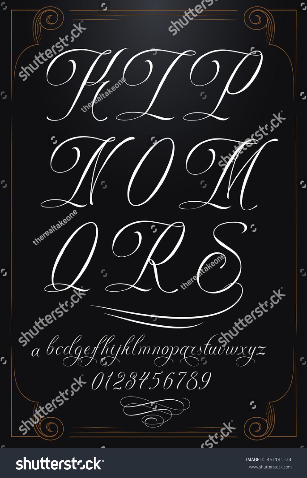 Hand Drawn Vector Calligraphy Tattoo Alphabet Stock Vector Royalty