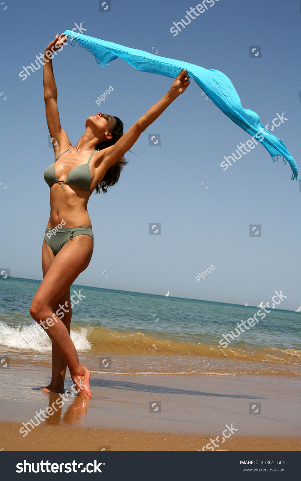 Woman Bikini Breathing On Beach Stock Photo Shutterstock