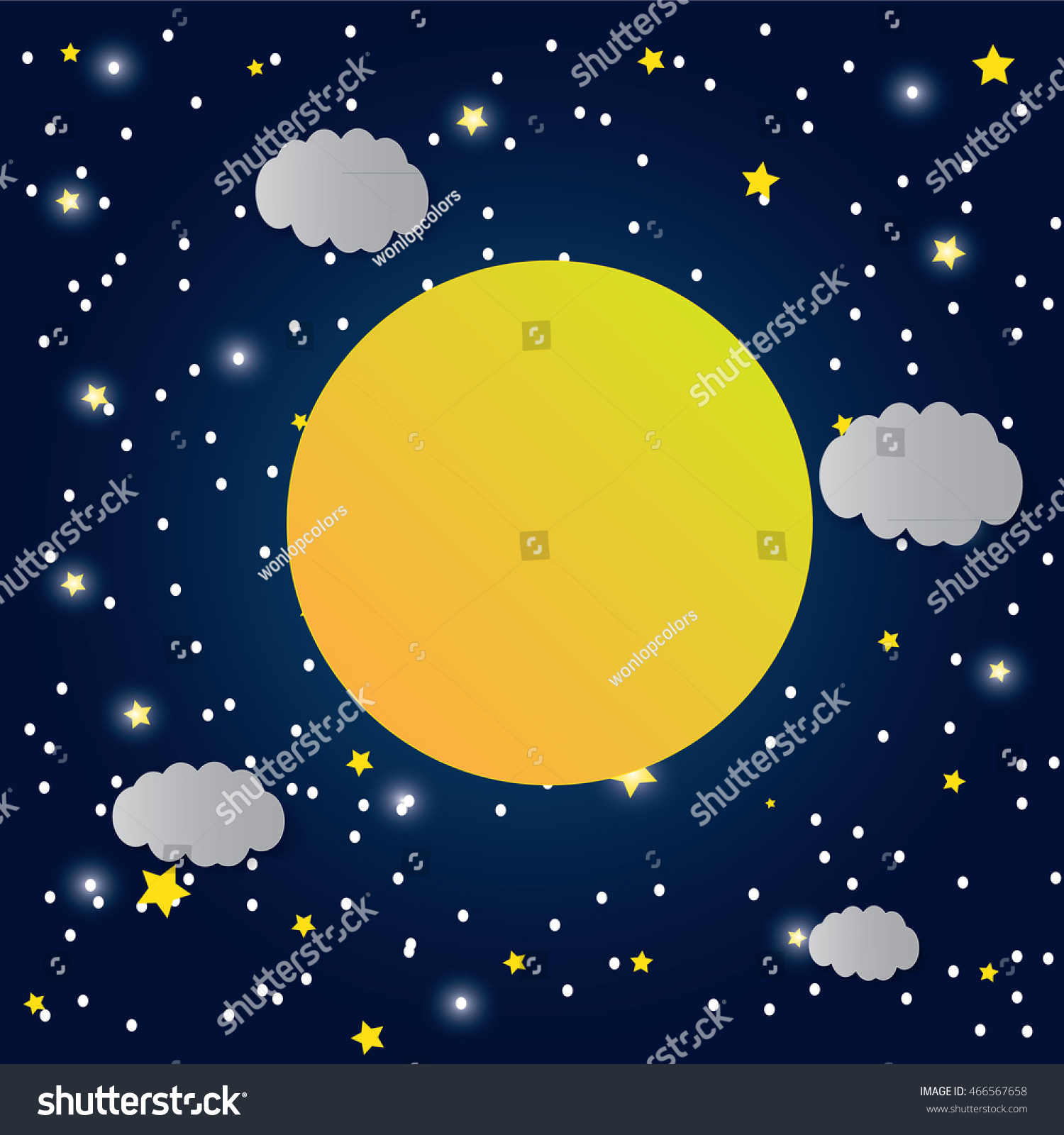 Mystical Night Sky Background Moon Clouds Stock Vector Royalty Free