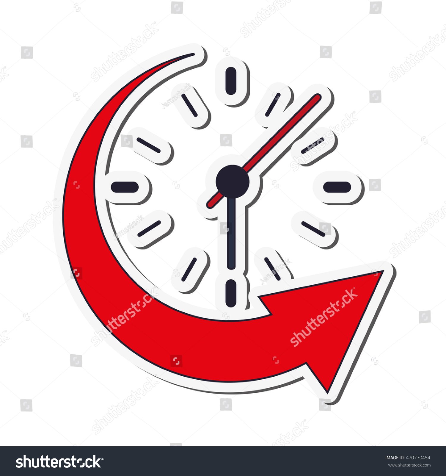 Flat Design Clock Arrow Icon Vector Stock Vector Royalty Free