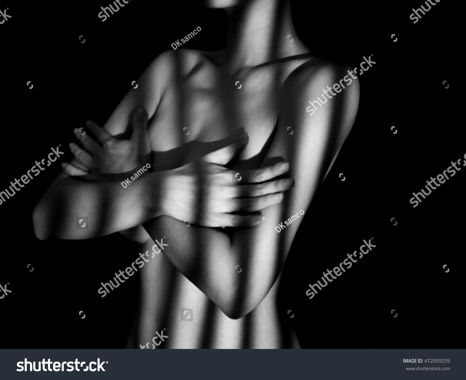 Nude Woman Black White Line Zebra Stock Photo 472059259 Shutterstock