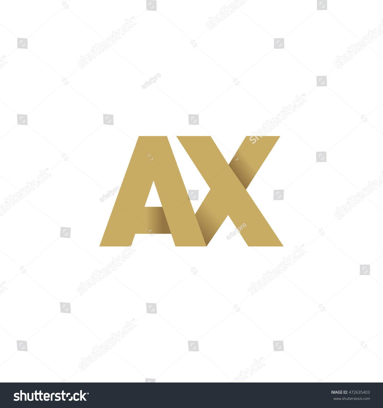 Initial Letters Ax Overlapping Linked Fold Stock Vector Royalty Free