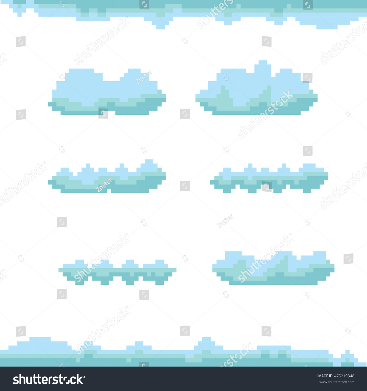 Vector Sky Clouds Pixel Art Background Stock Vector Royalty Free