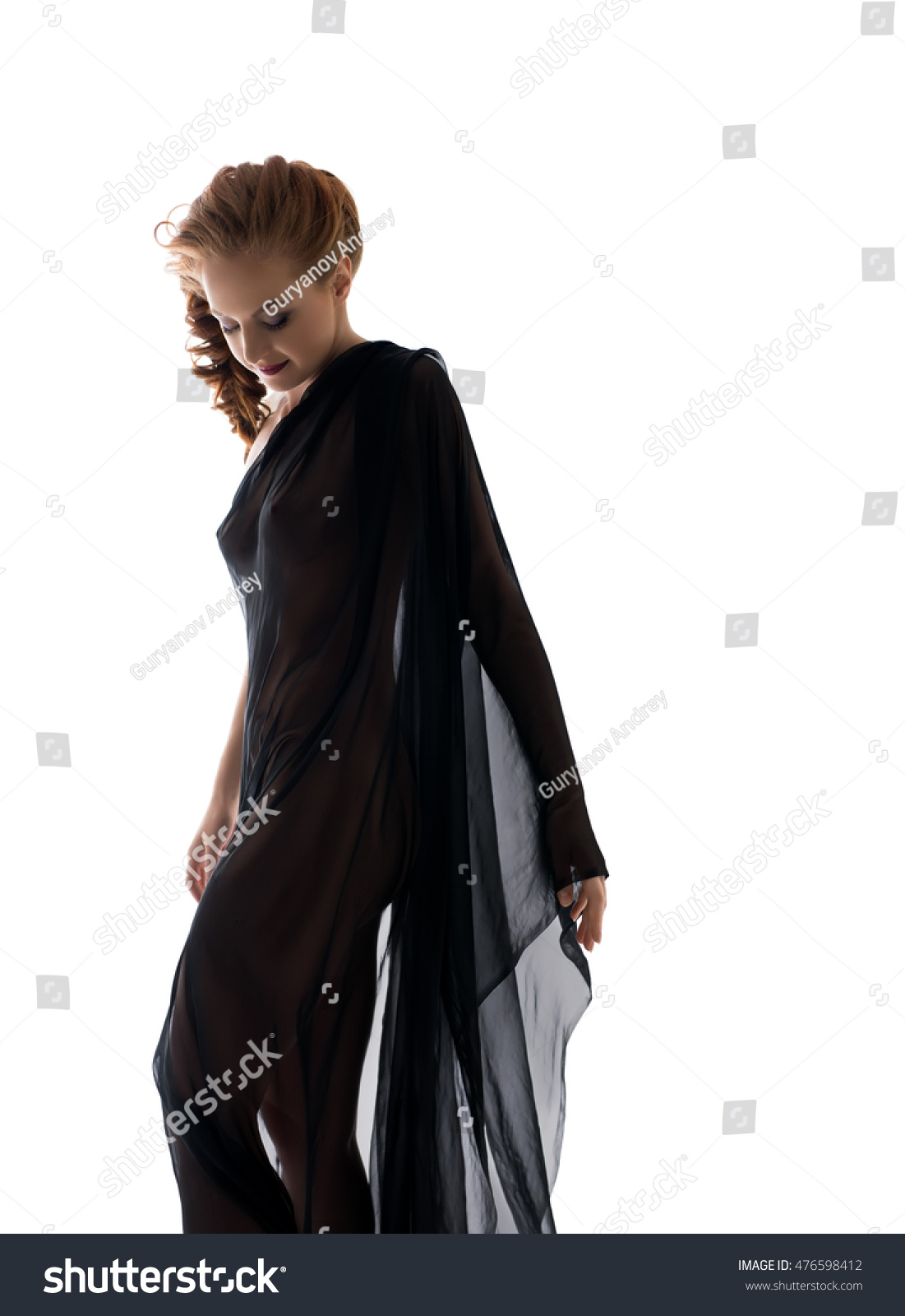 Image Naked Woman Covered Black Cloth Stock Photo Shutterstock